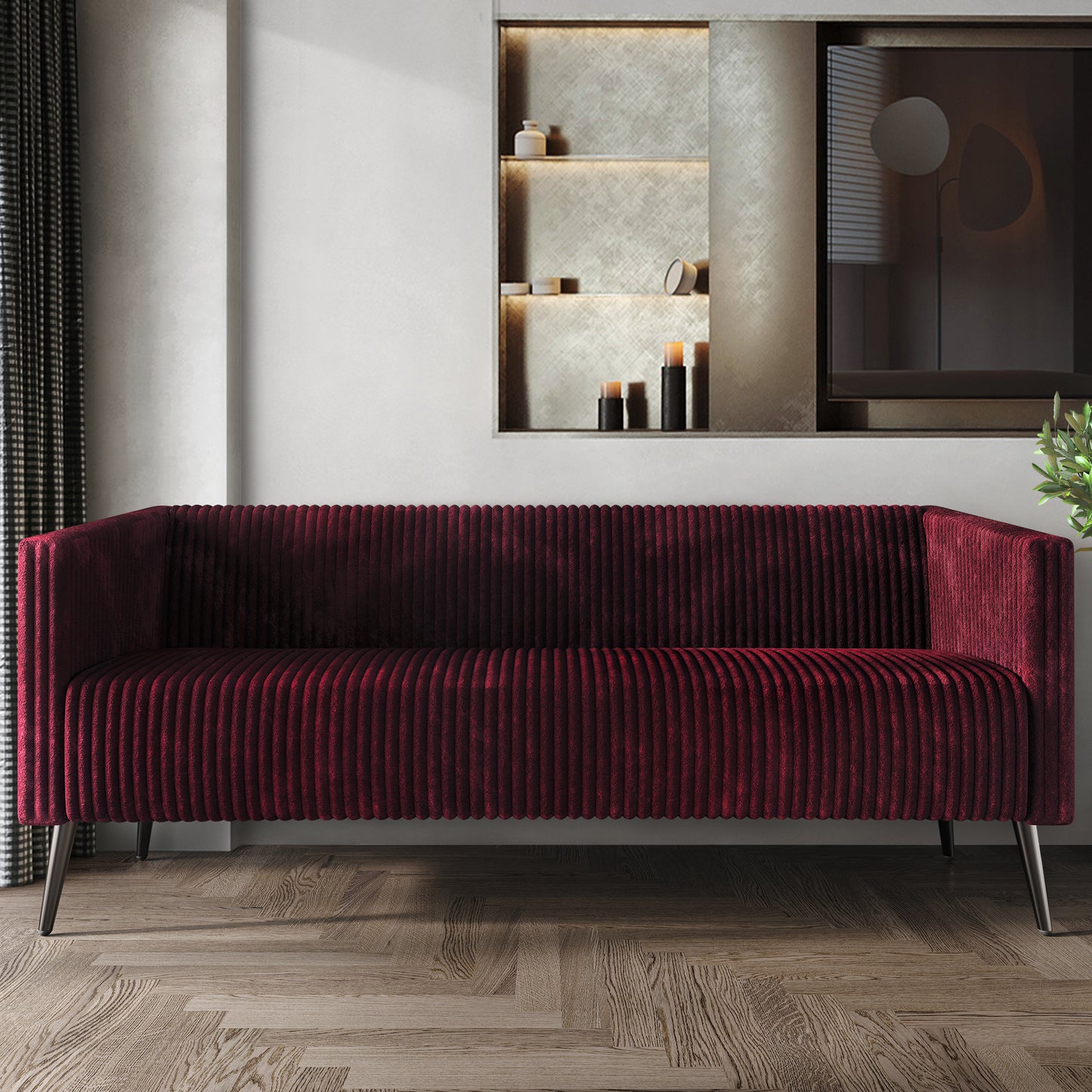 Schermick Modern and Glamorous Velvet Upholstered Sofa