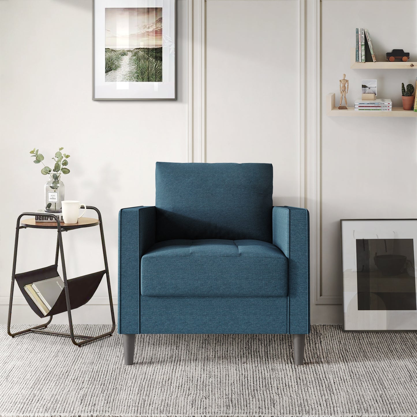 Newquay Minimalist Linen Upholstered Arm Chair