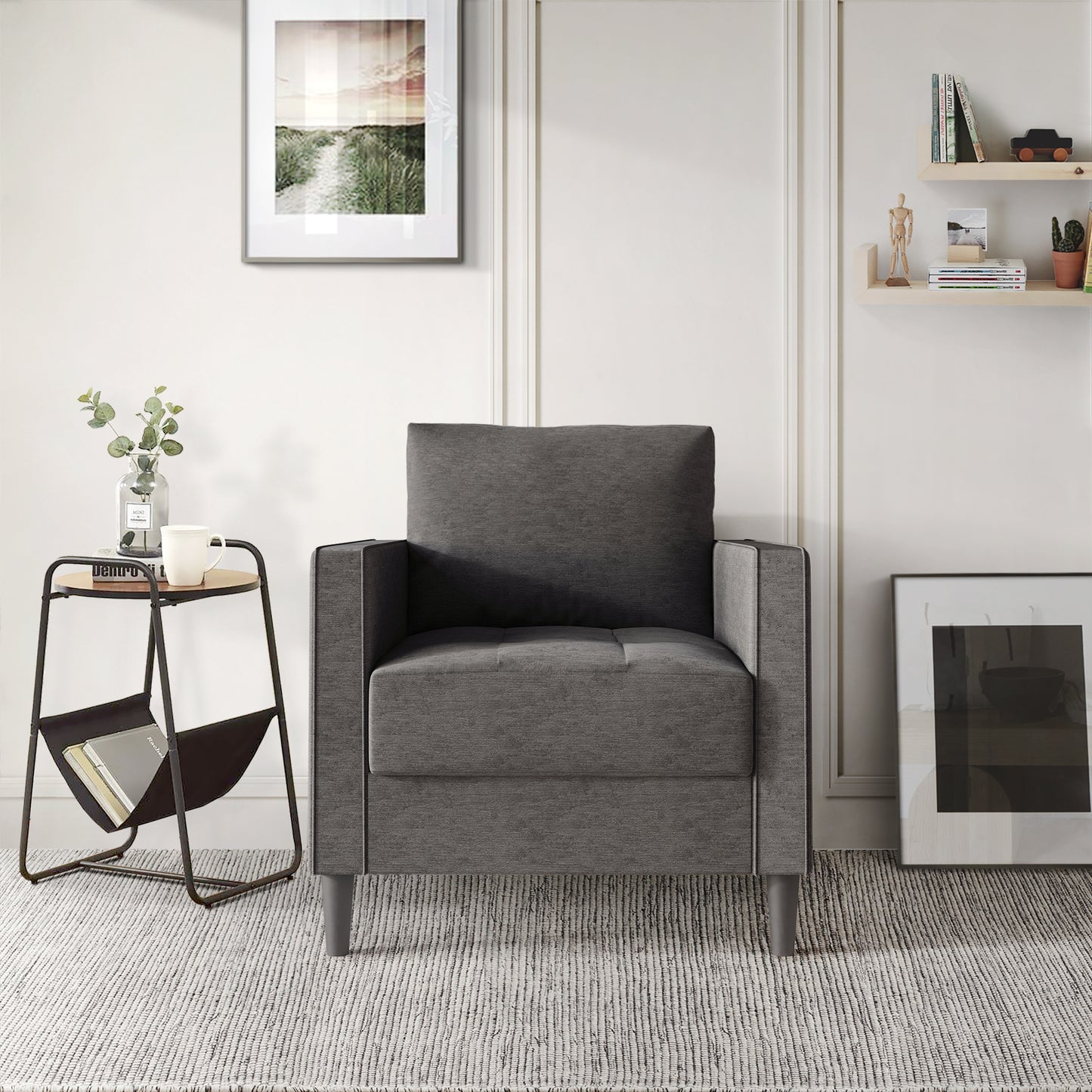Newquay Minimalist Linen Upholstered Arm Chair