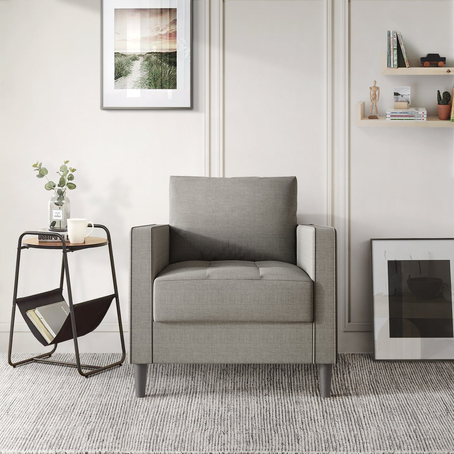 Newquay Minimalist Linen Upholstered Arm Chair