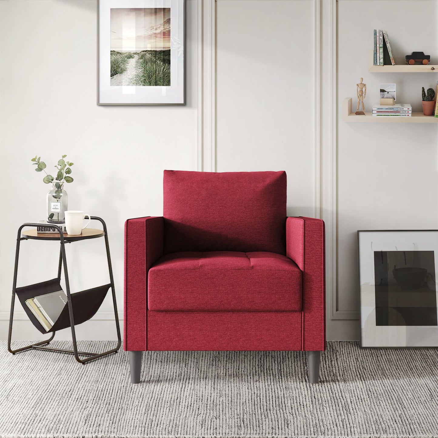 Newquay Minimalist Linen Upholstered Arm Chair