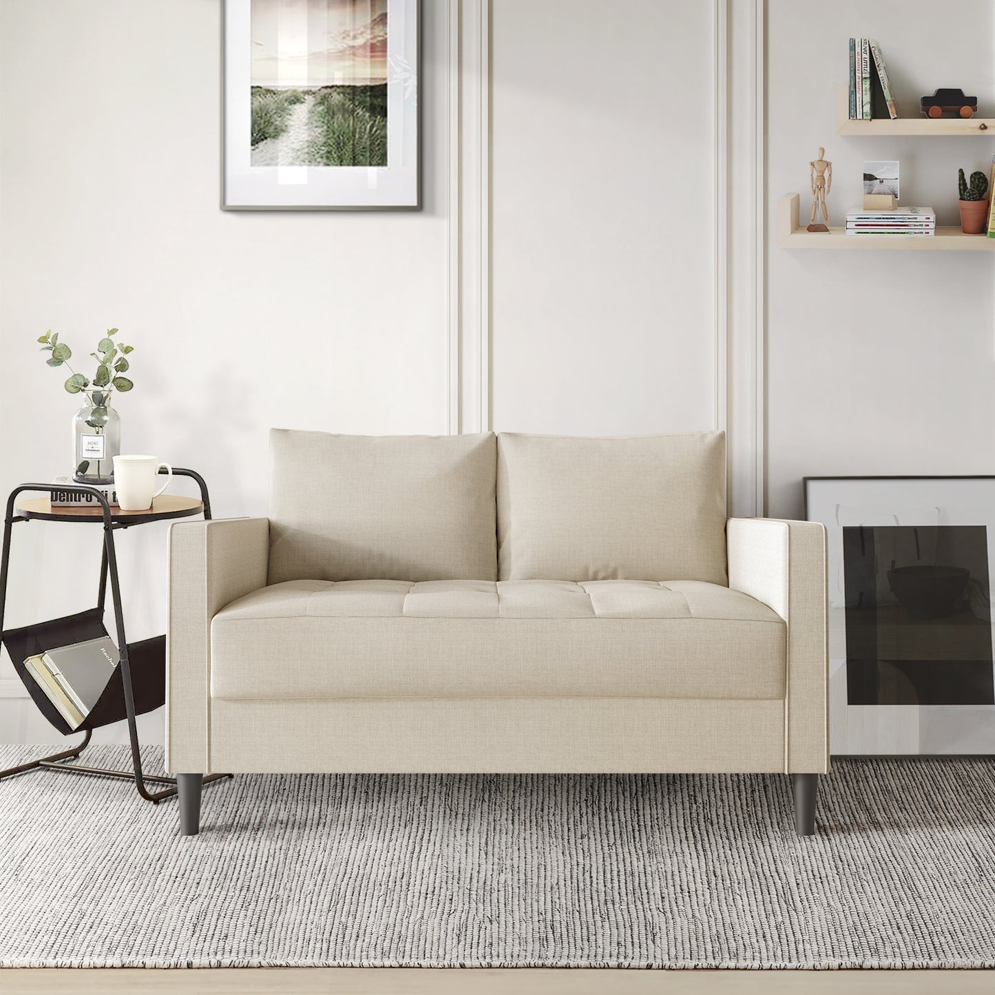 Newquay Minimalist Linen Upholstered Loveseat