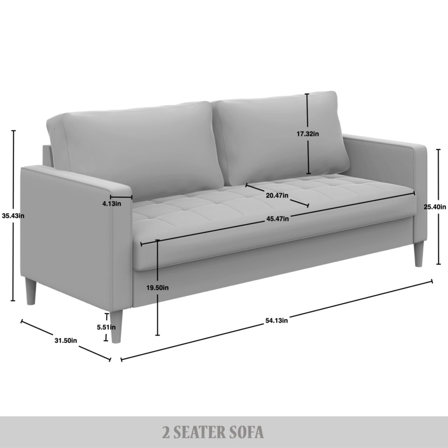 Newquay Minimalist Linen Upholstered Loveseat