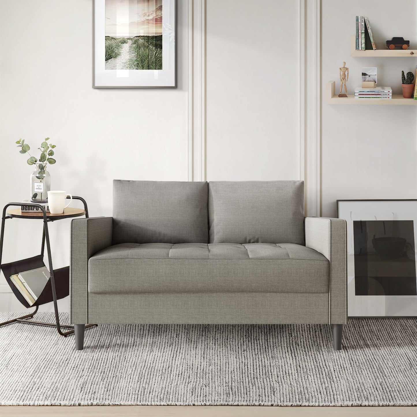 Newquay Minimalist Linen Upholstered Loveseat
