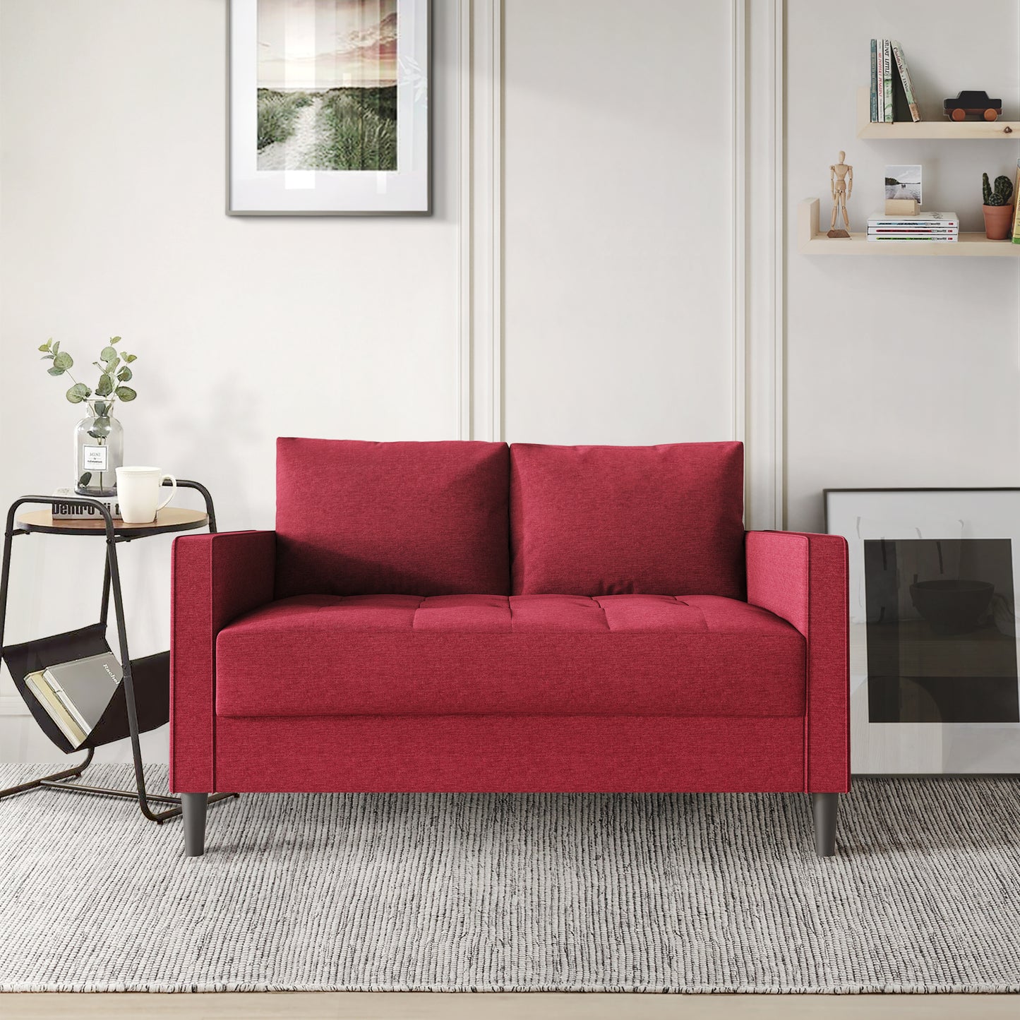 Newquay Minimalist Linen Upholstered Loveseat