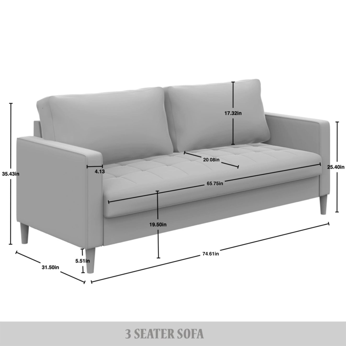 Newquay Minimalist Linen Upholstered Sofa