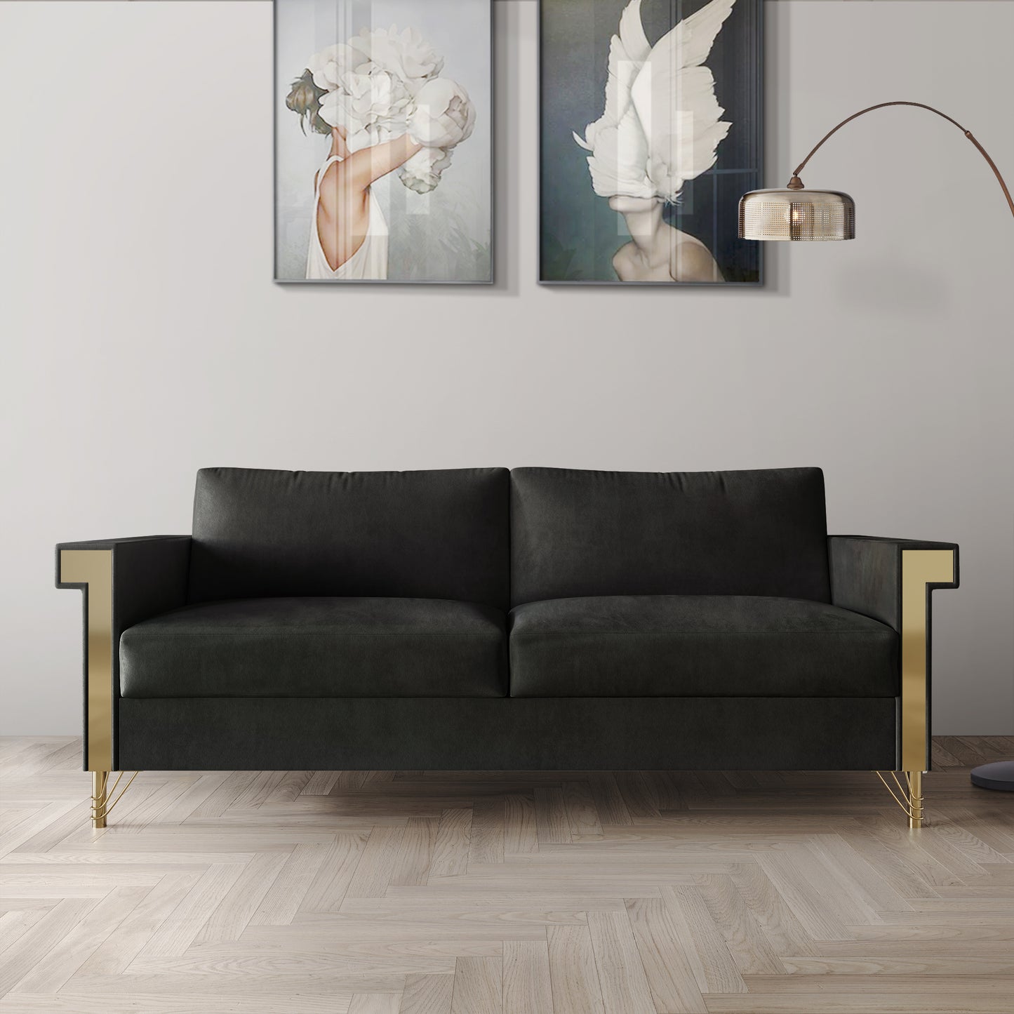 Snaresbrook Velvet Upholstered Sofa