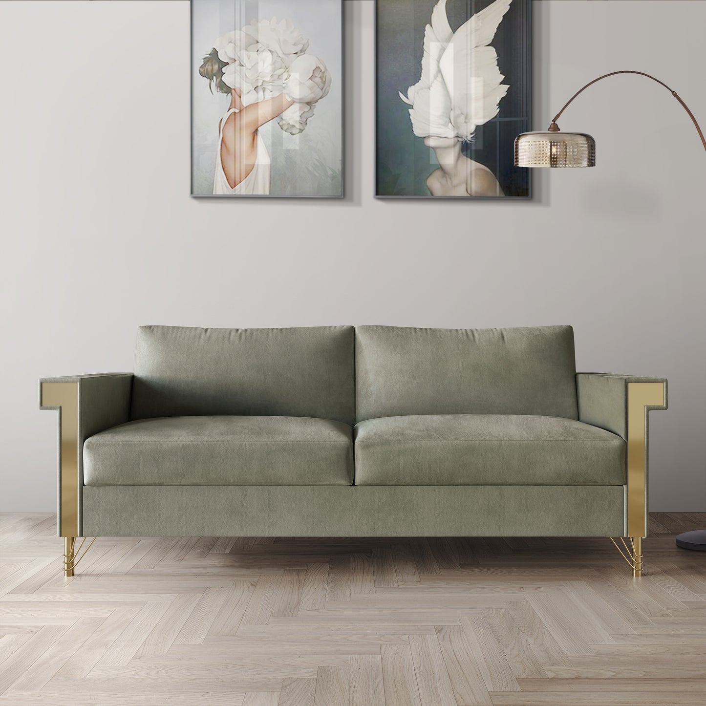 Snaresbrook Velvet Upholstered Sofa
