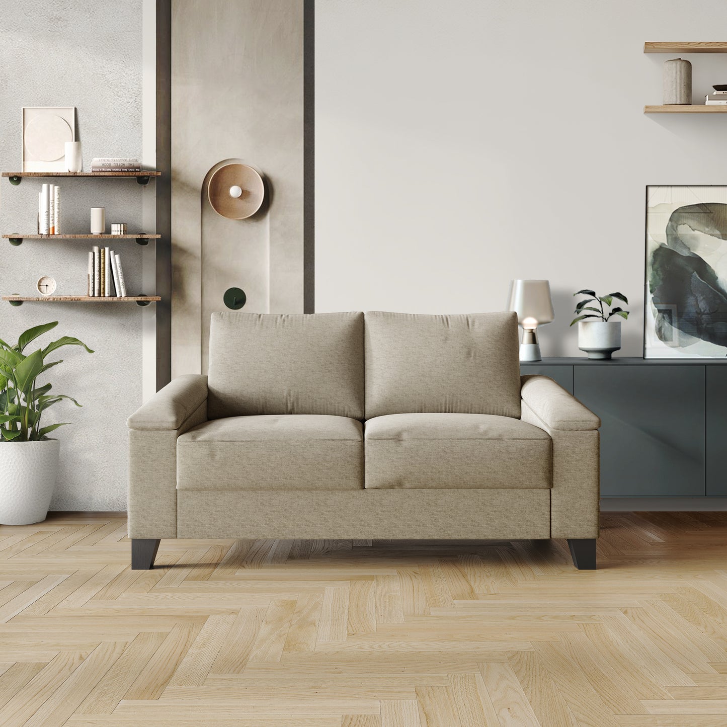 Jacqualyn Style Linen Upholstered Loveseat