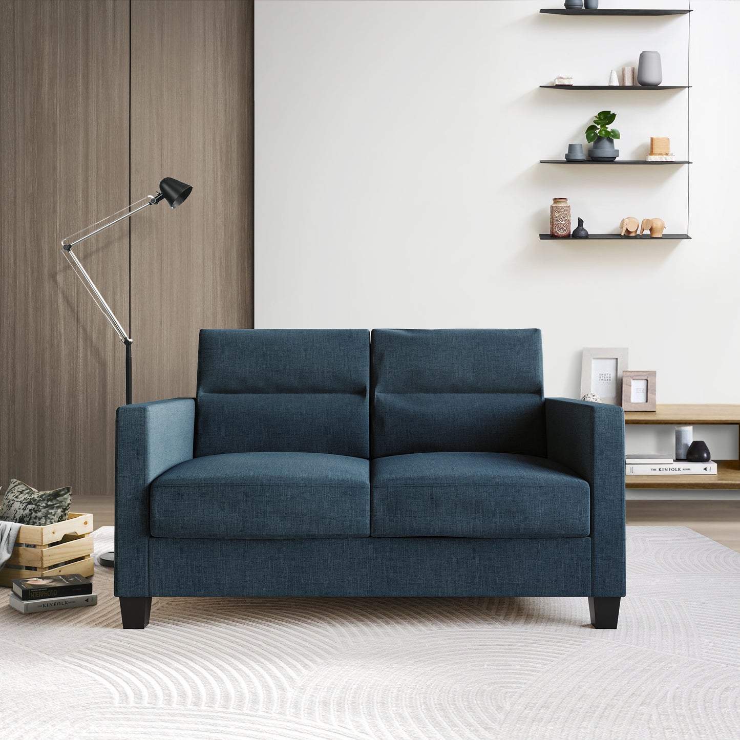 Macy Clean and Minimalist Linen Upholstered Loveseat