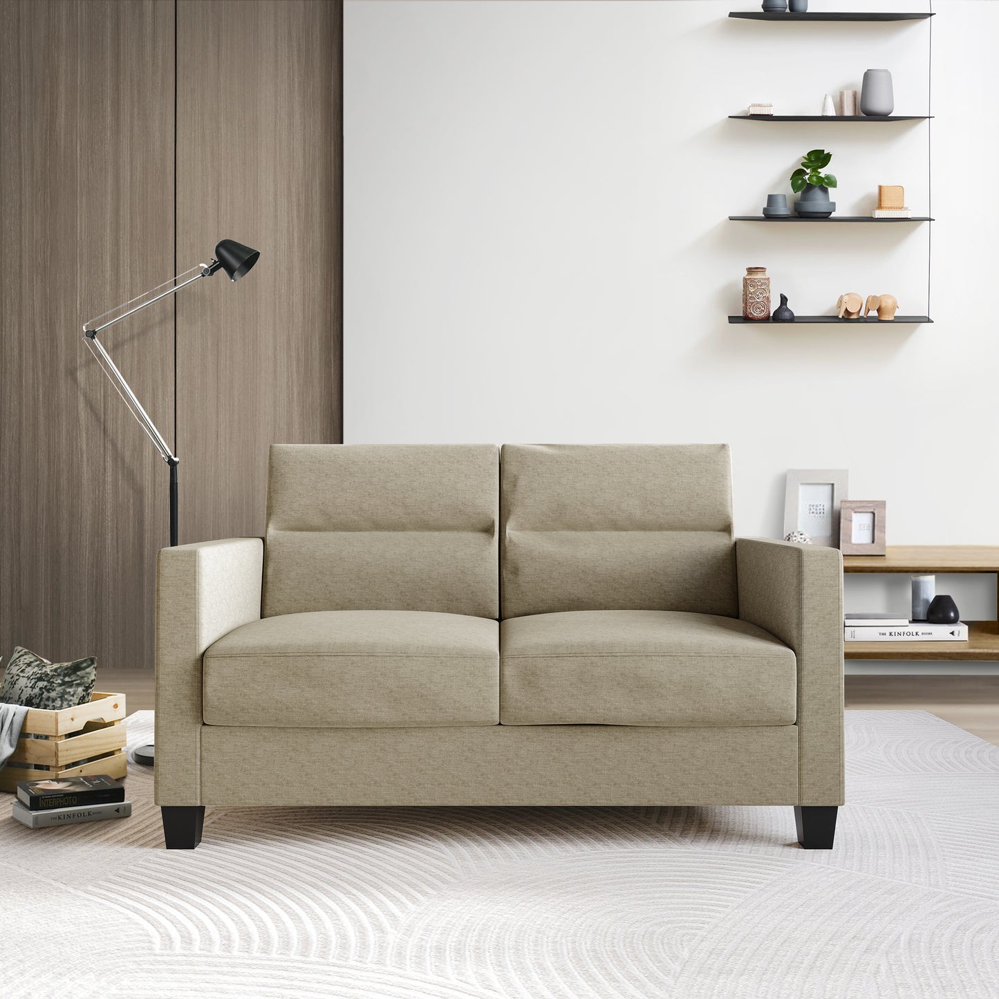 Macy Clean and Minimalist Linen Upholstered Loveseat