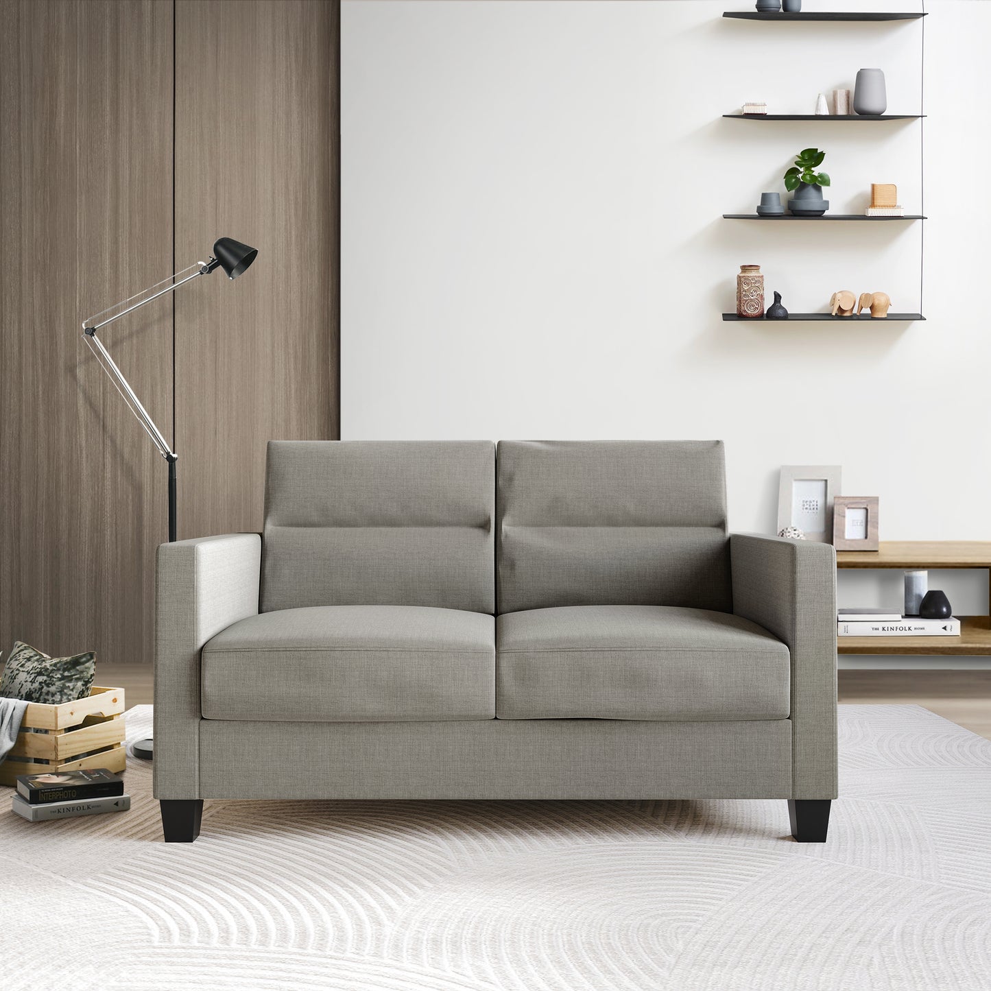 Macy Clean and Minimalist Linen Upholstered Loveseat