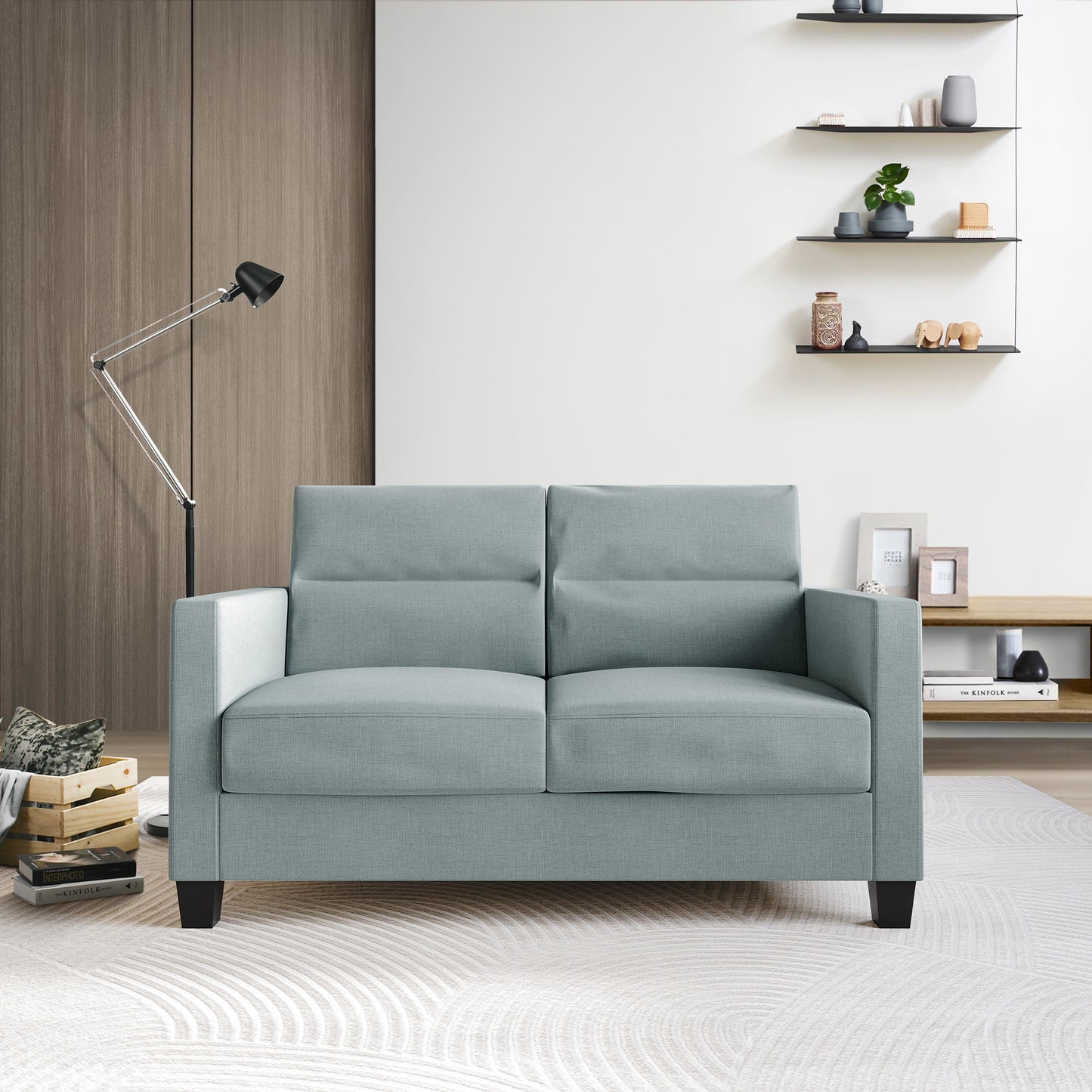Macy Clean and Minimalist Linen Upholstered Loveseat