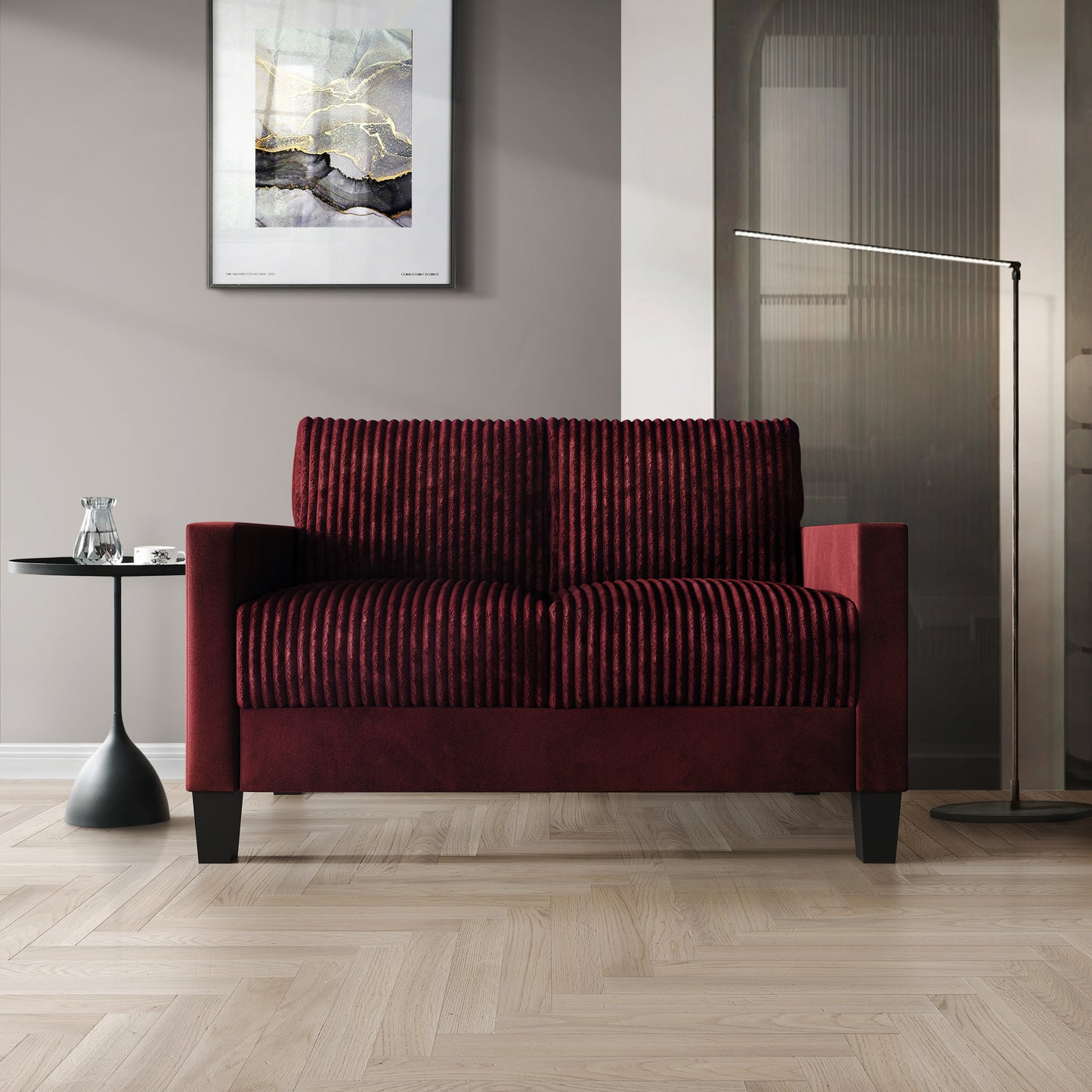 Shadybrook Mid-Century Modern Velvet Upholstered Loveseat
