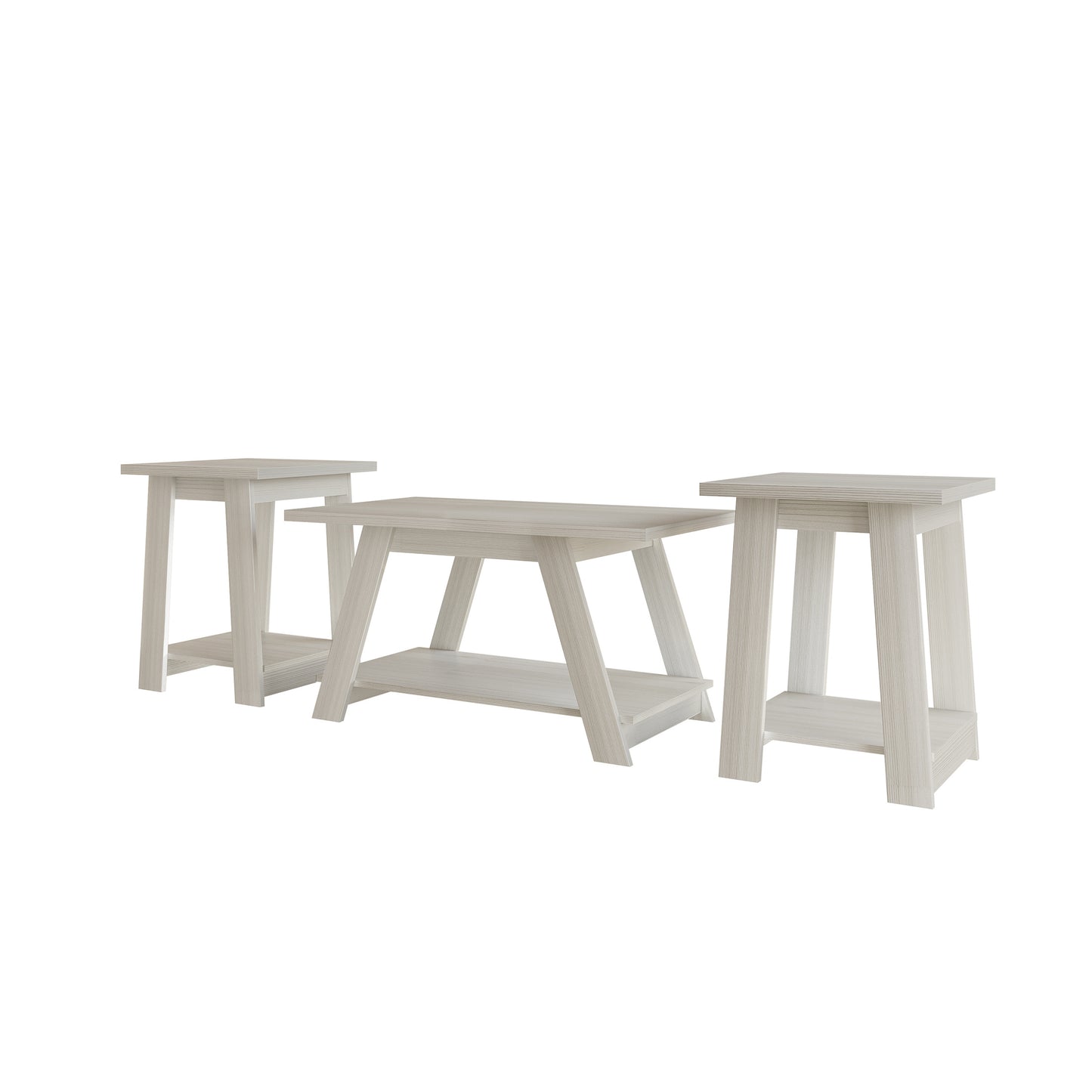 Averly 3-Piece Coffee Table Set with Open Storage Shelves