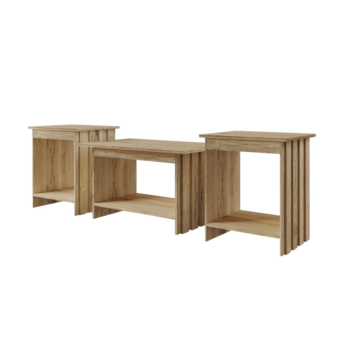 Norell 3-Piece Coffee Table Set with Storage Shelves