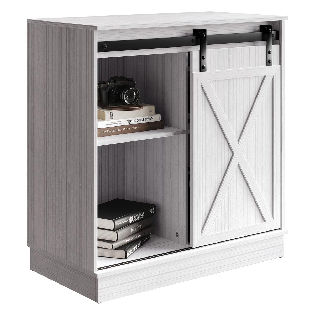 Caldora Modern Farmhouse Storage Cabinet with Sliding Door and Shelves