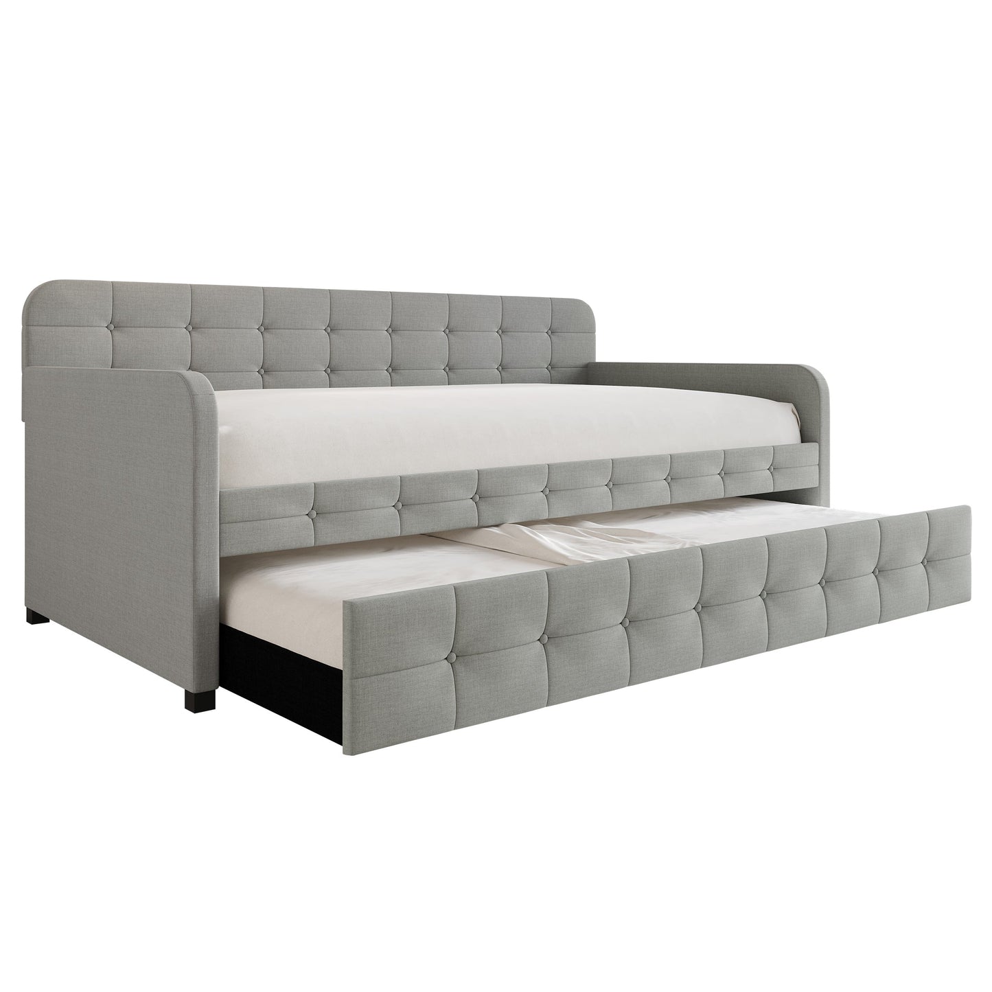 Friedlenchen Button-Tufted Twin Size Upholstered Daybed With Trundle