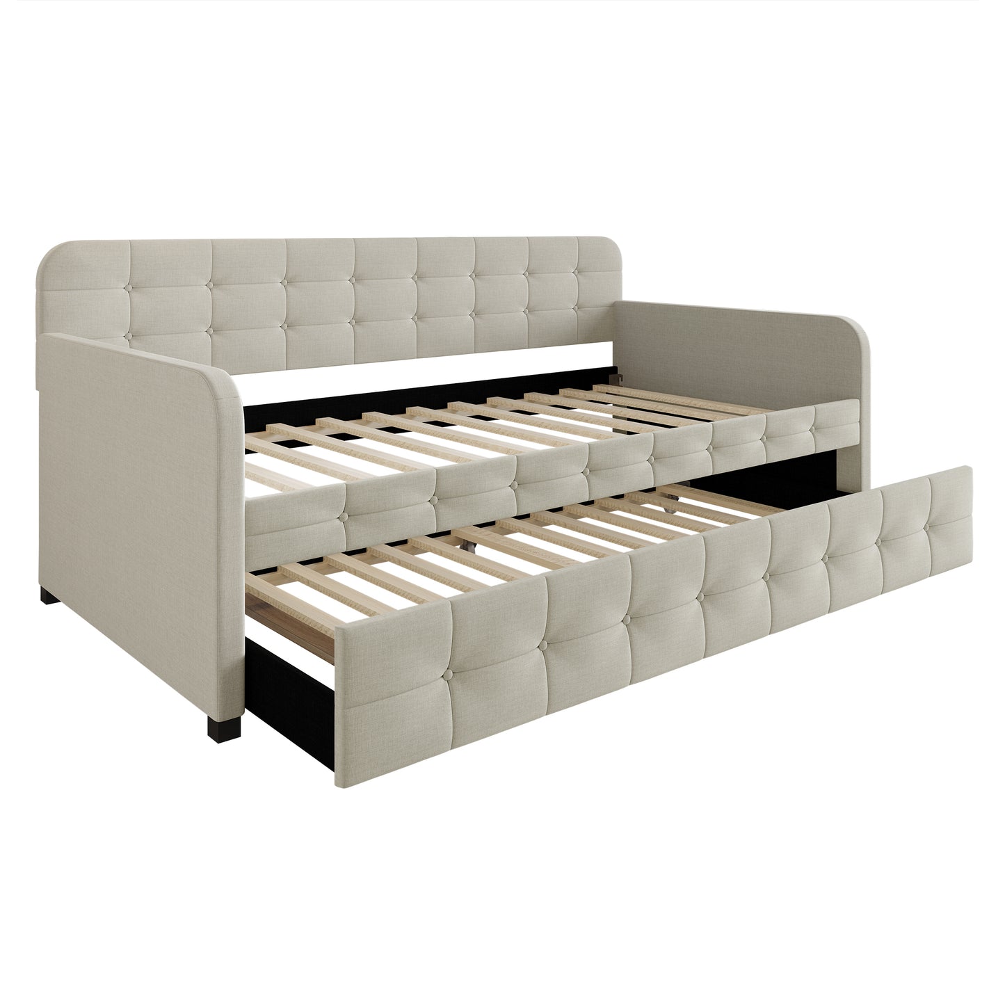 Friedlenchen Button-Tufted Twin Size Upholstered Daybed With Trundle