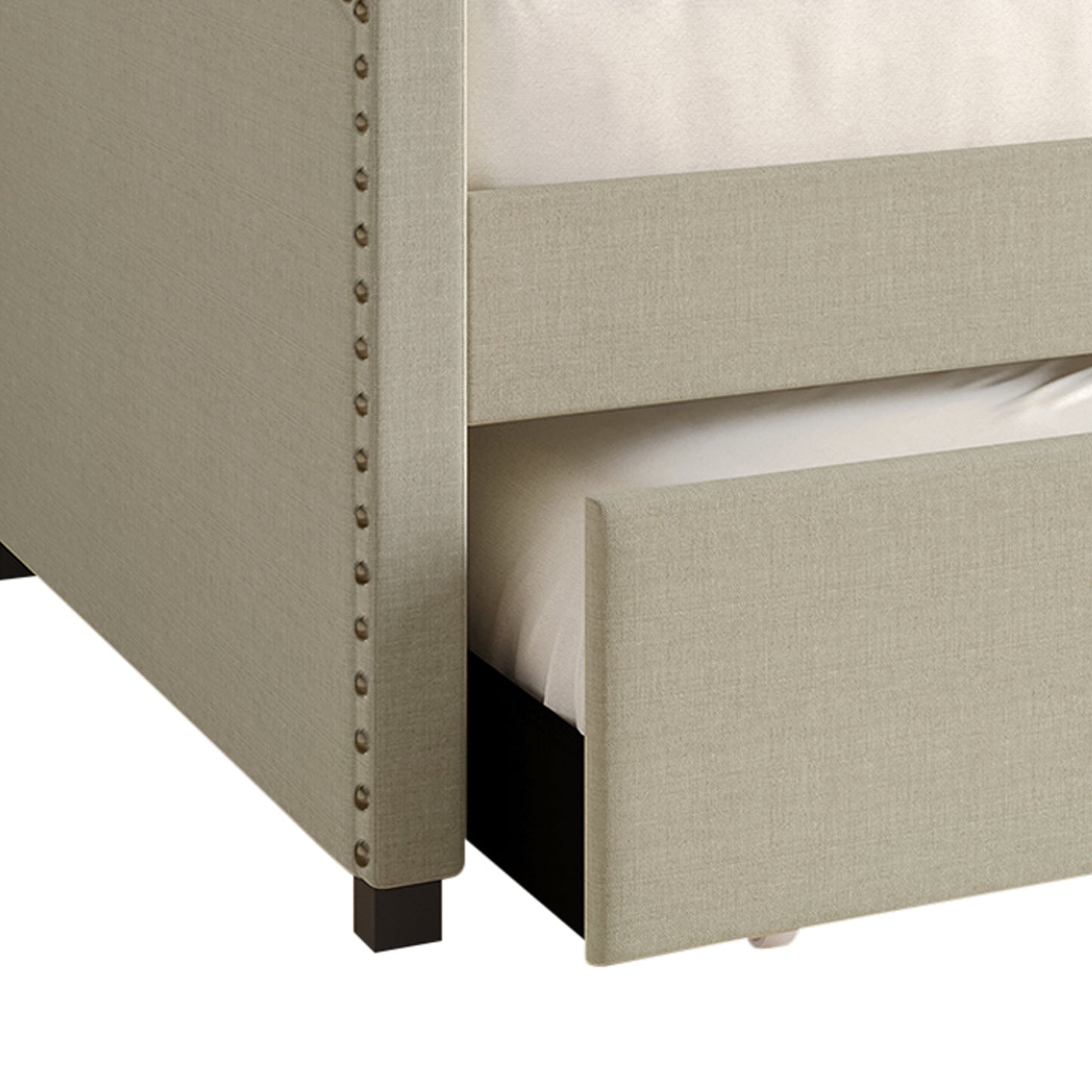 Caitronia Linen Upholstered Twin Daybed with Trundle