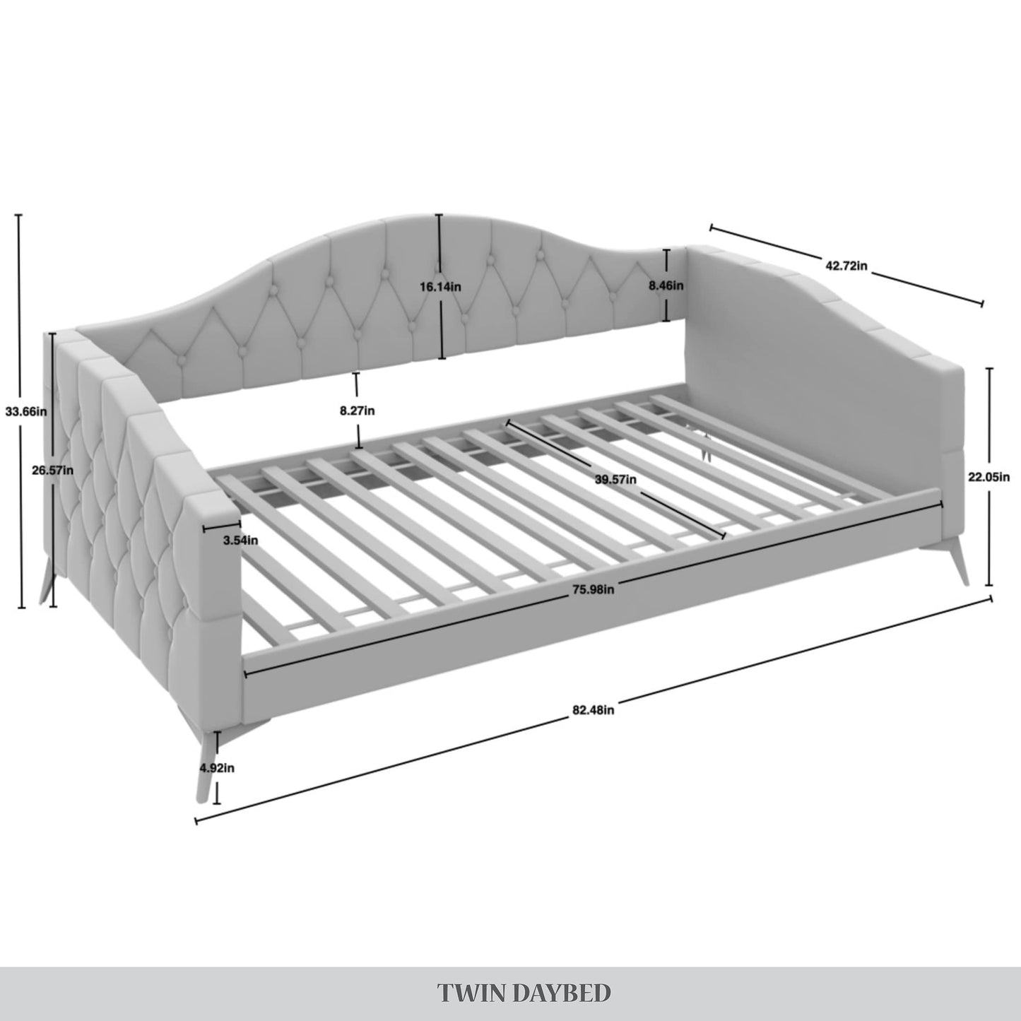 Hurain Crystal Button-Tufted Twin Size Upholstered Daybed