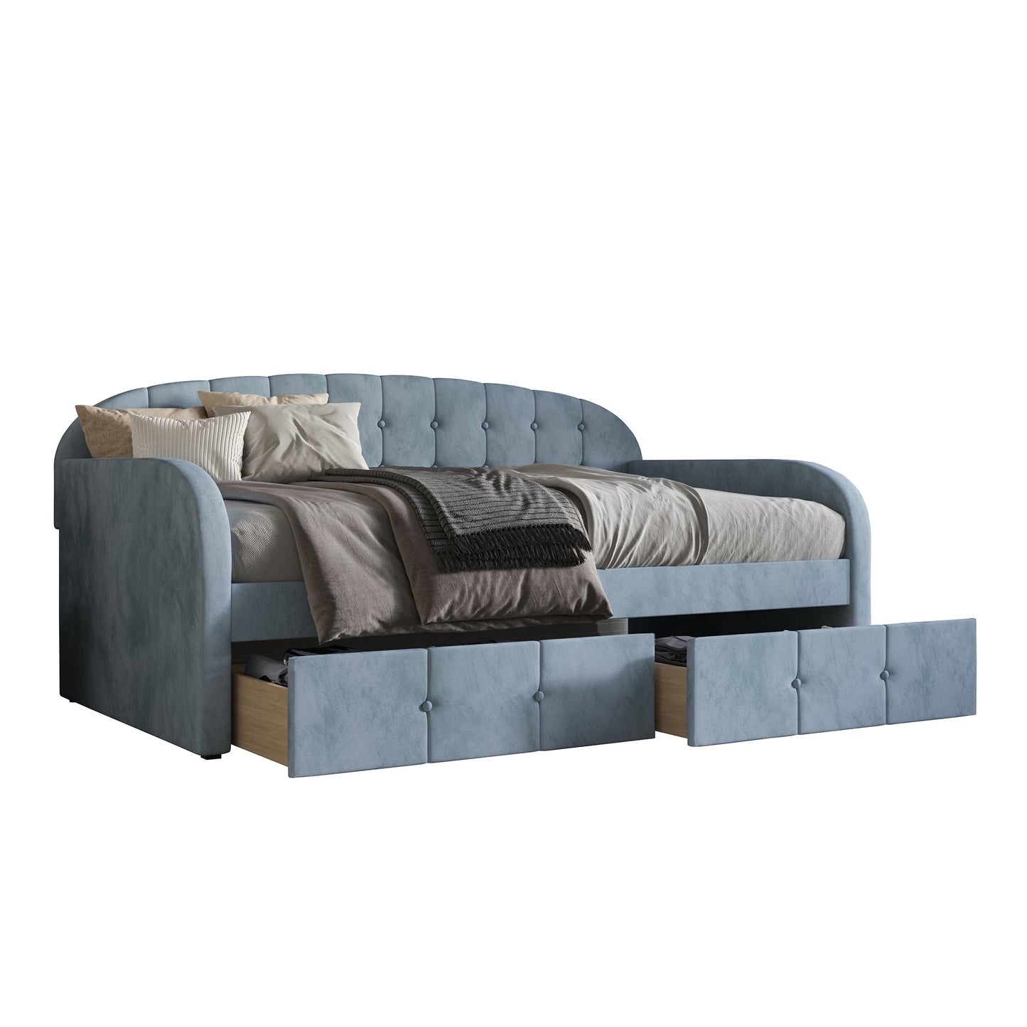 Caitronia Modern Velvet Twin Size Daybed with Storage