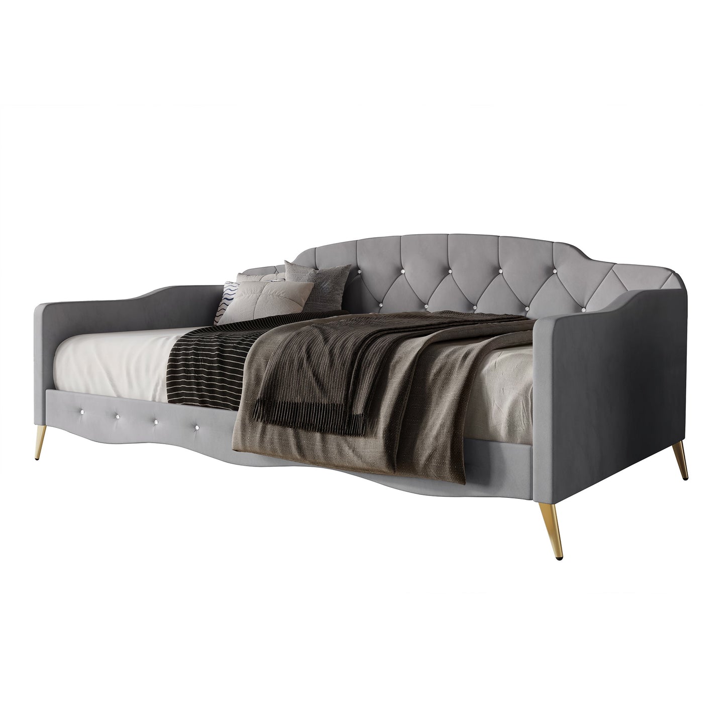 Arwilla Velvet Crystal Button Tufted Twin Daybed