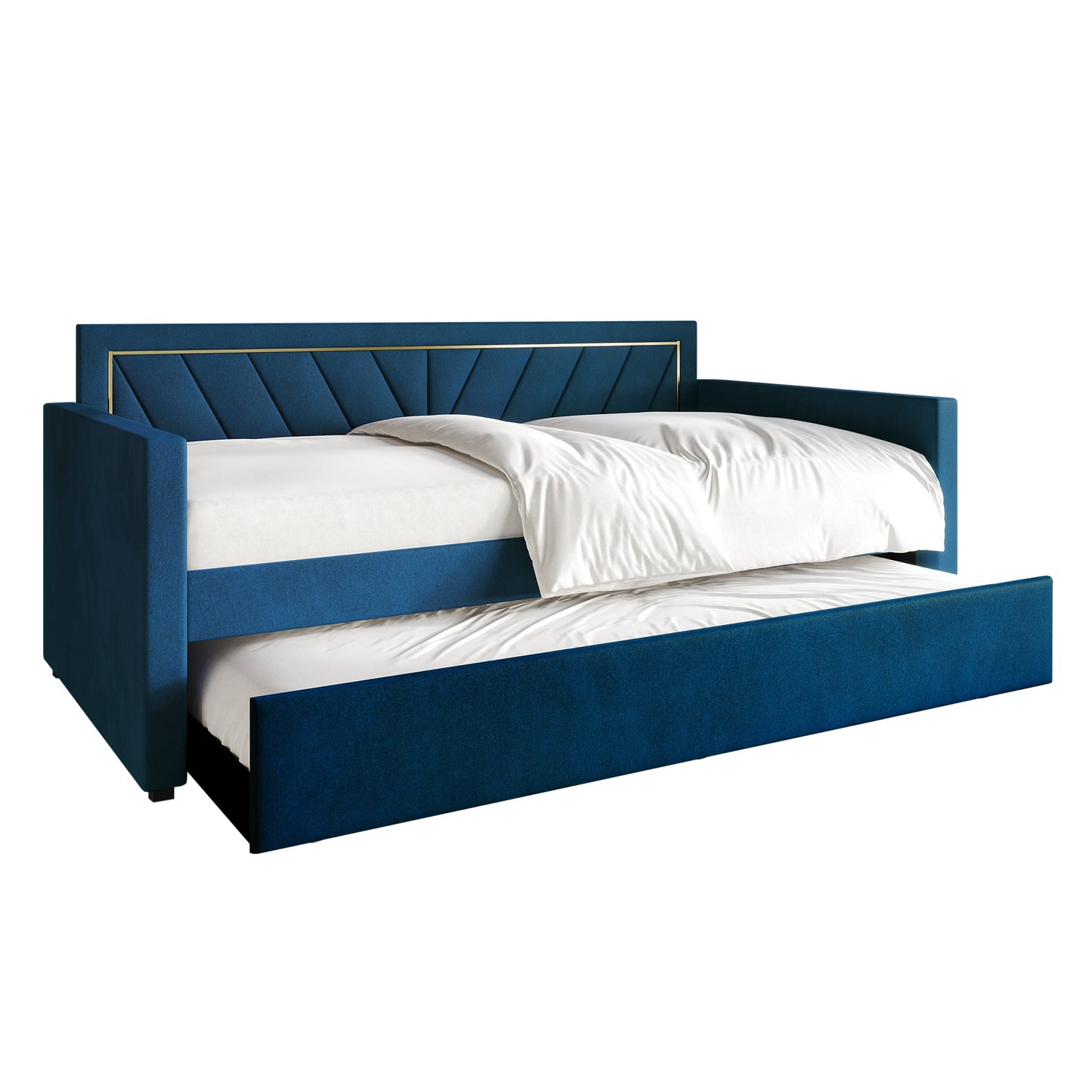 Kyliejo Velvet Upholstered Twin Size Daybed with Trundle