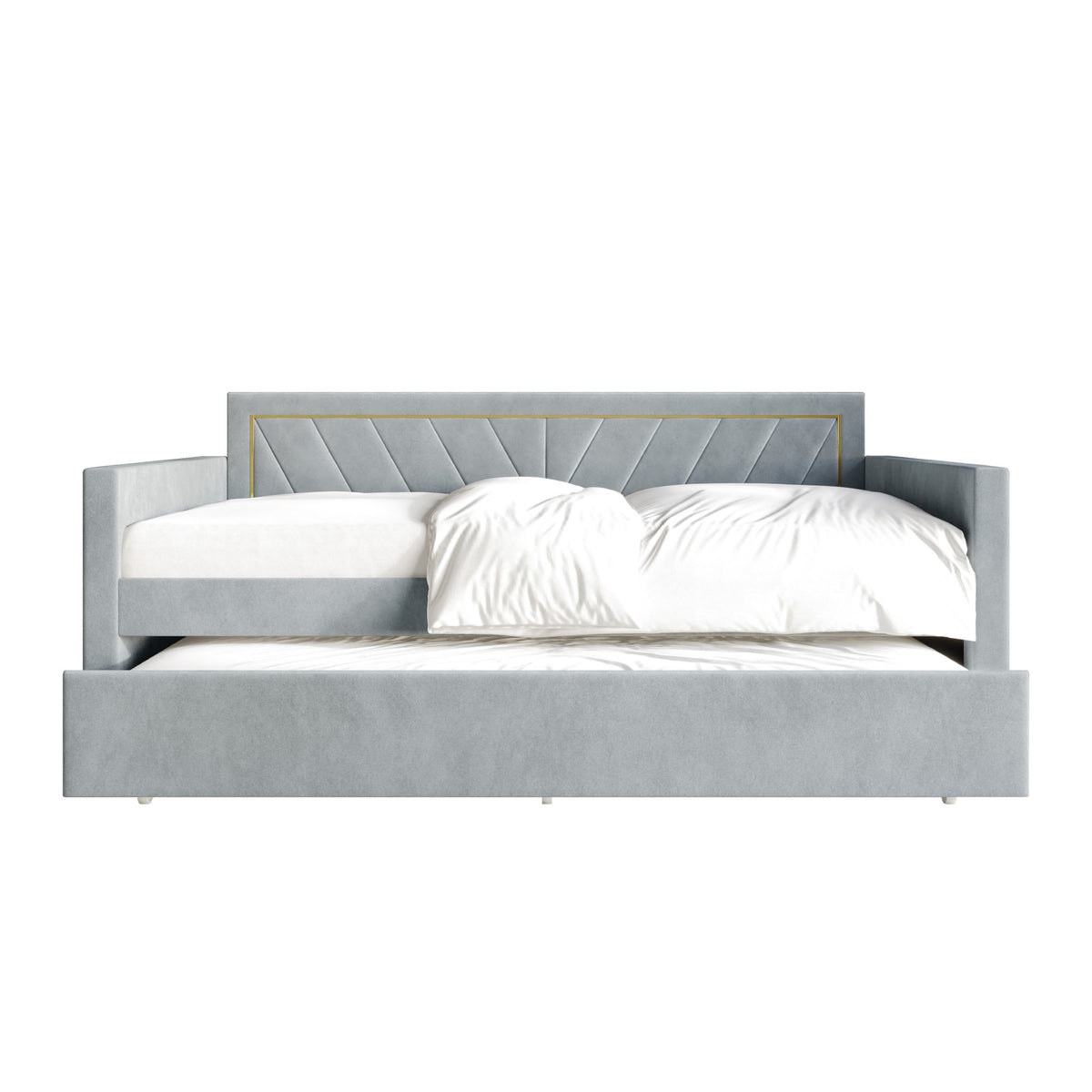 Kyliejo Velvet Upholstered Twin Size Daybed with Trundle
