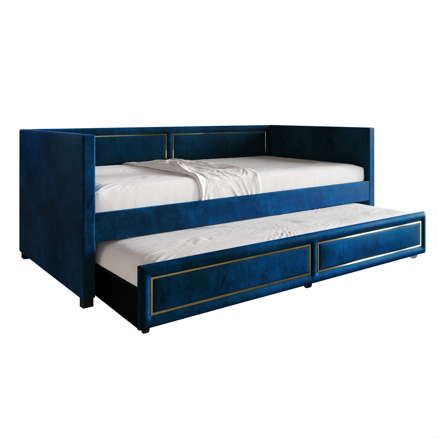 Carroll Velvet Upholstered Twin Size Daybed with Trundle