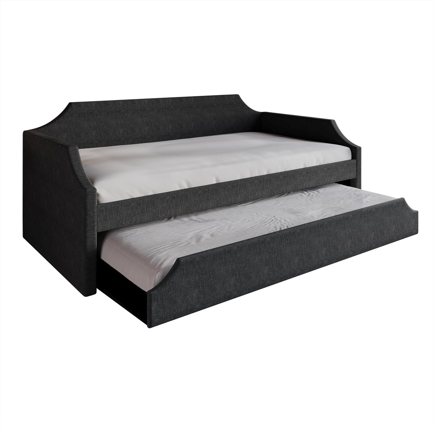 Pauleth Linen Upholstered Twin Size Daybed with Trundle