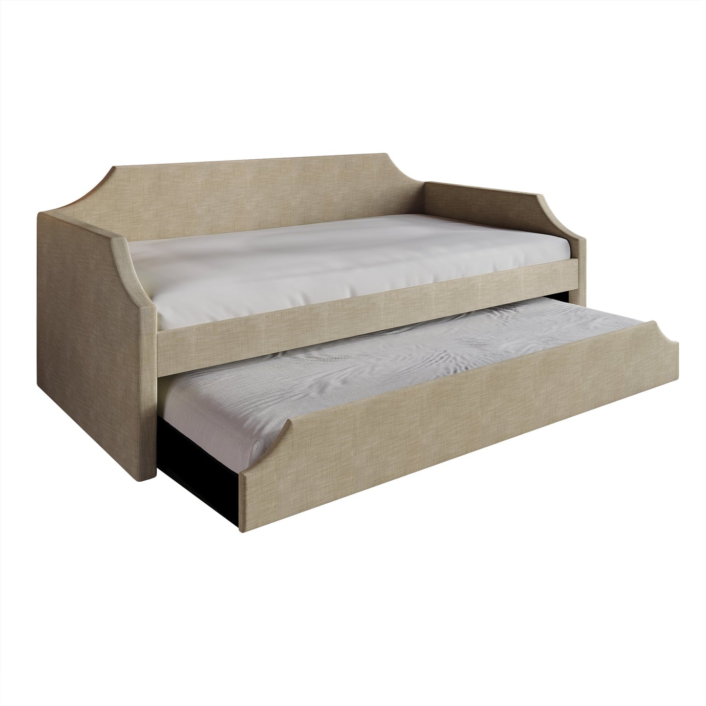 Pauleth Linen Upholstered Twin Size Daybed with Trundle