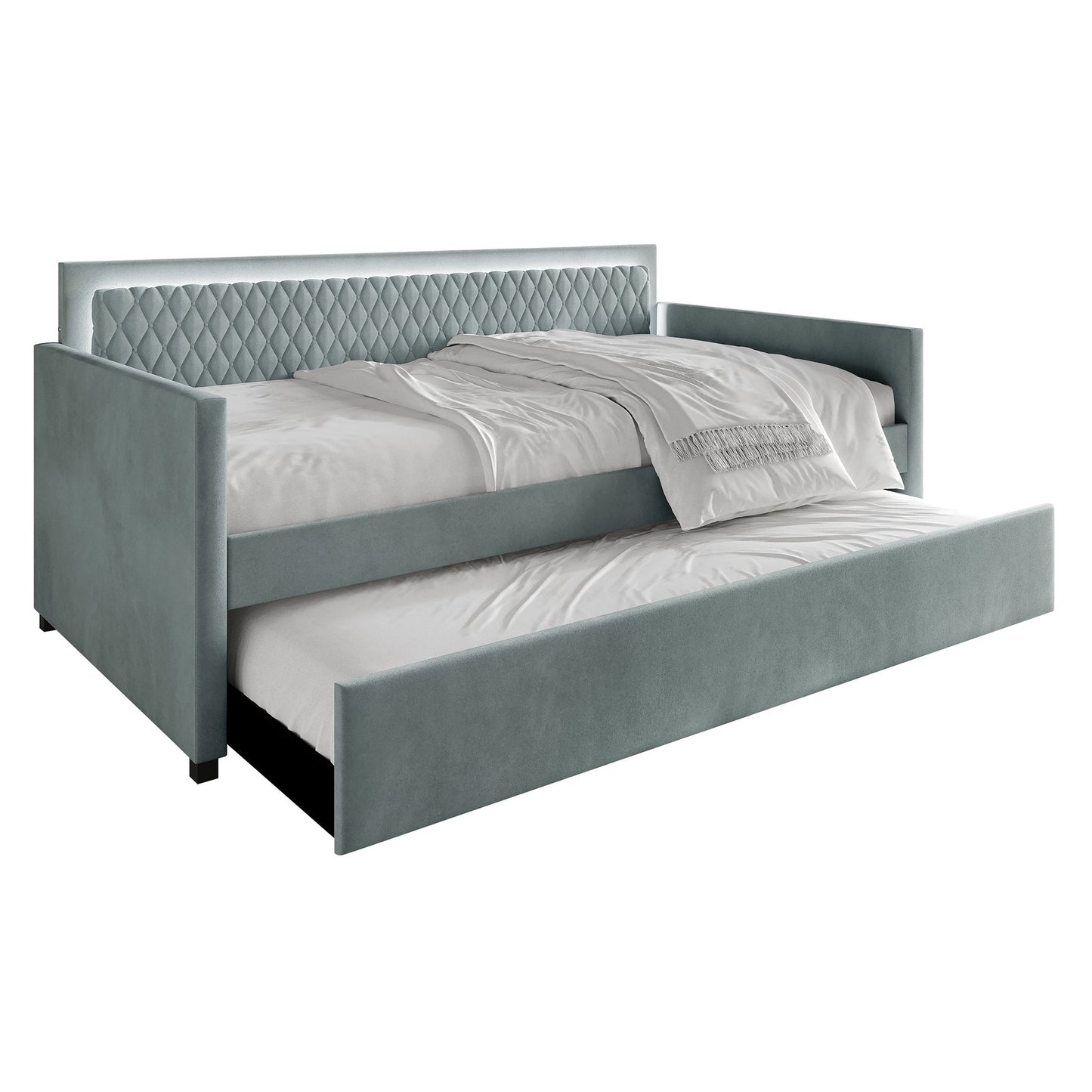 Jenecia Velvet Upholstered Daybed with Trundle