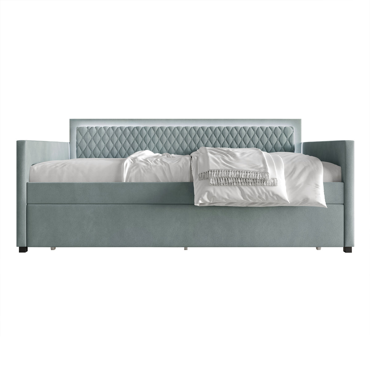 Jenecia Velvet Upholstered Daybed with Trundle