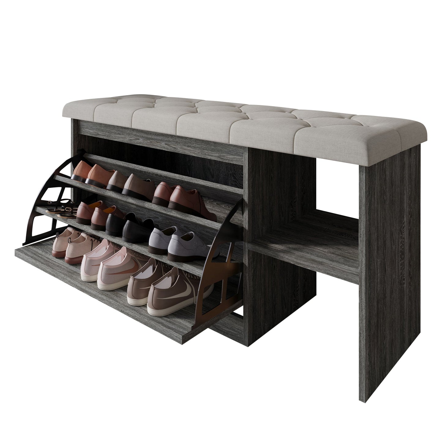 ShoeStation Multifunctional Flip-Drawer Storage Shoes Bench
