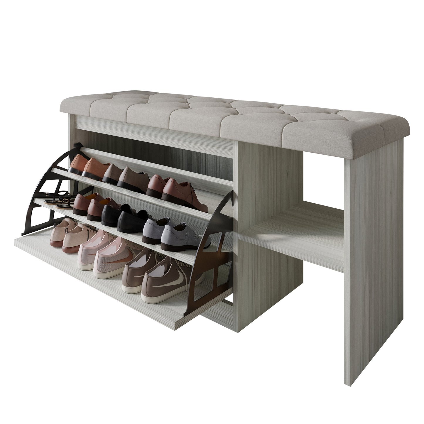 ShoeStation Multifunctional Flip-Drawer Storage Shoes Bench