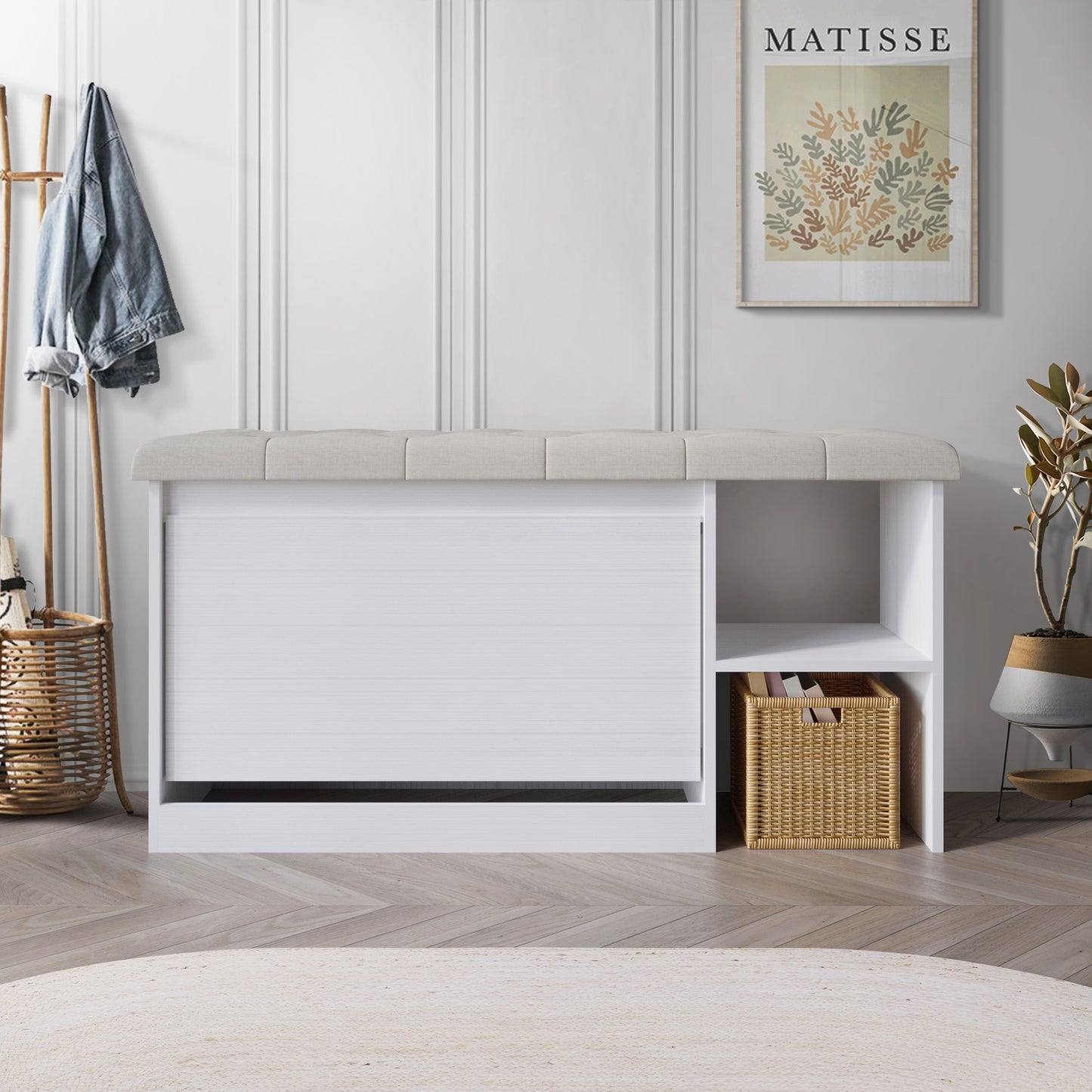 ShoeStation Multifunctional Flip-Drawer Storage Shoes Bench