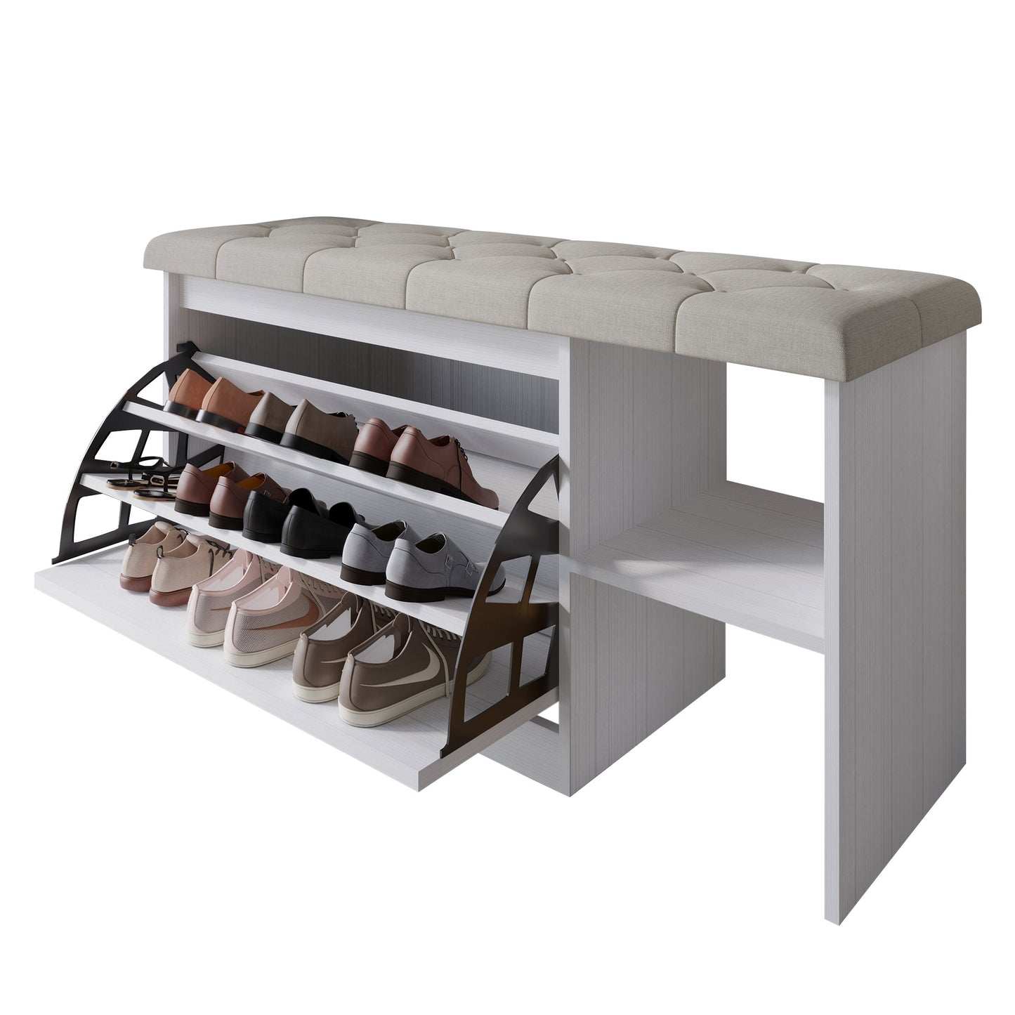 ShoeStation Multifunctional Flip-Drawer Storage Shoes Bench