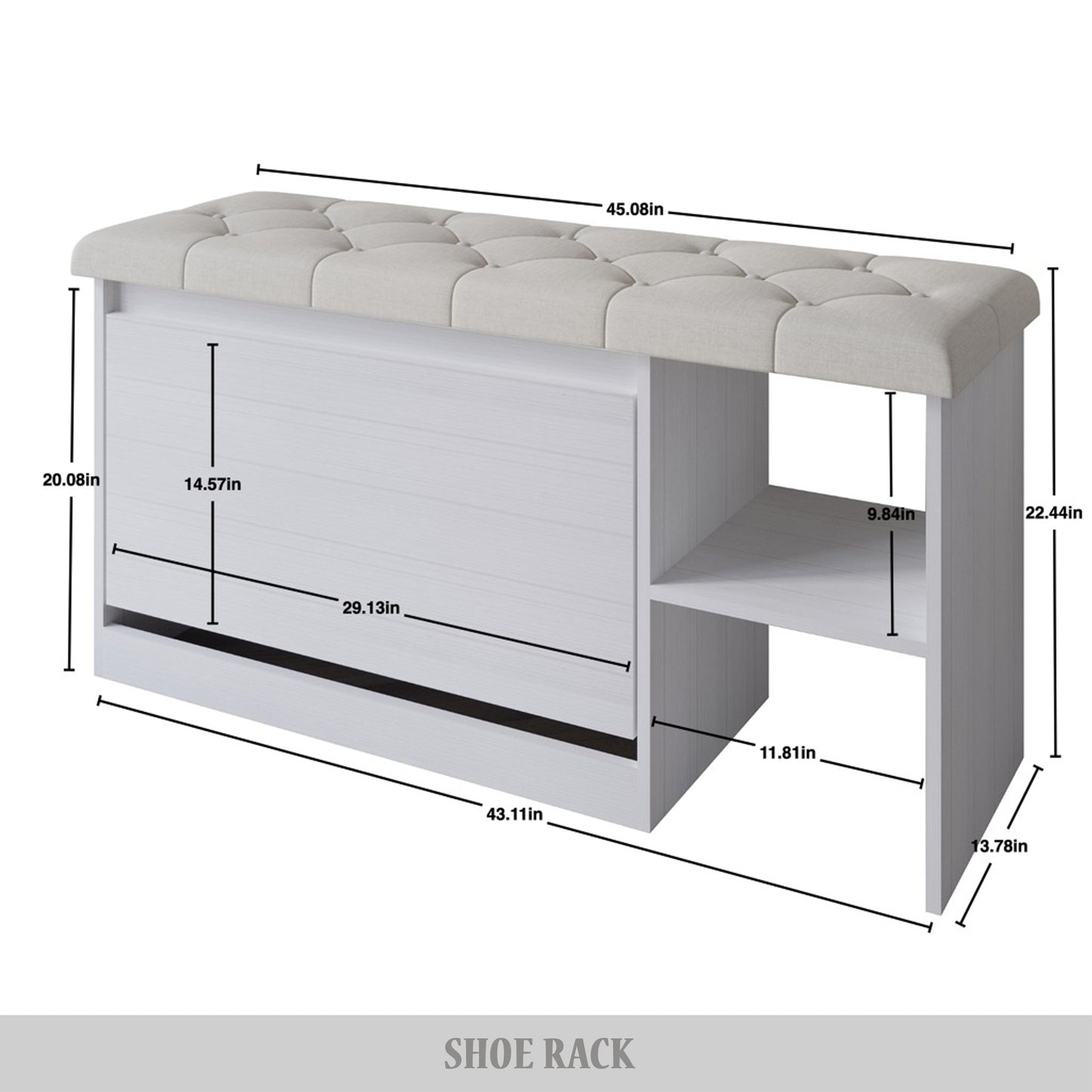 ShoeStation Multifunctional Flip-Drawer Storage Shoes Bench