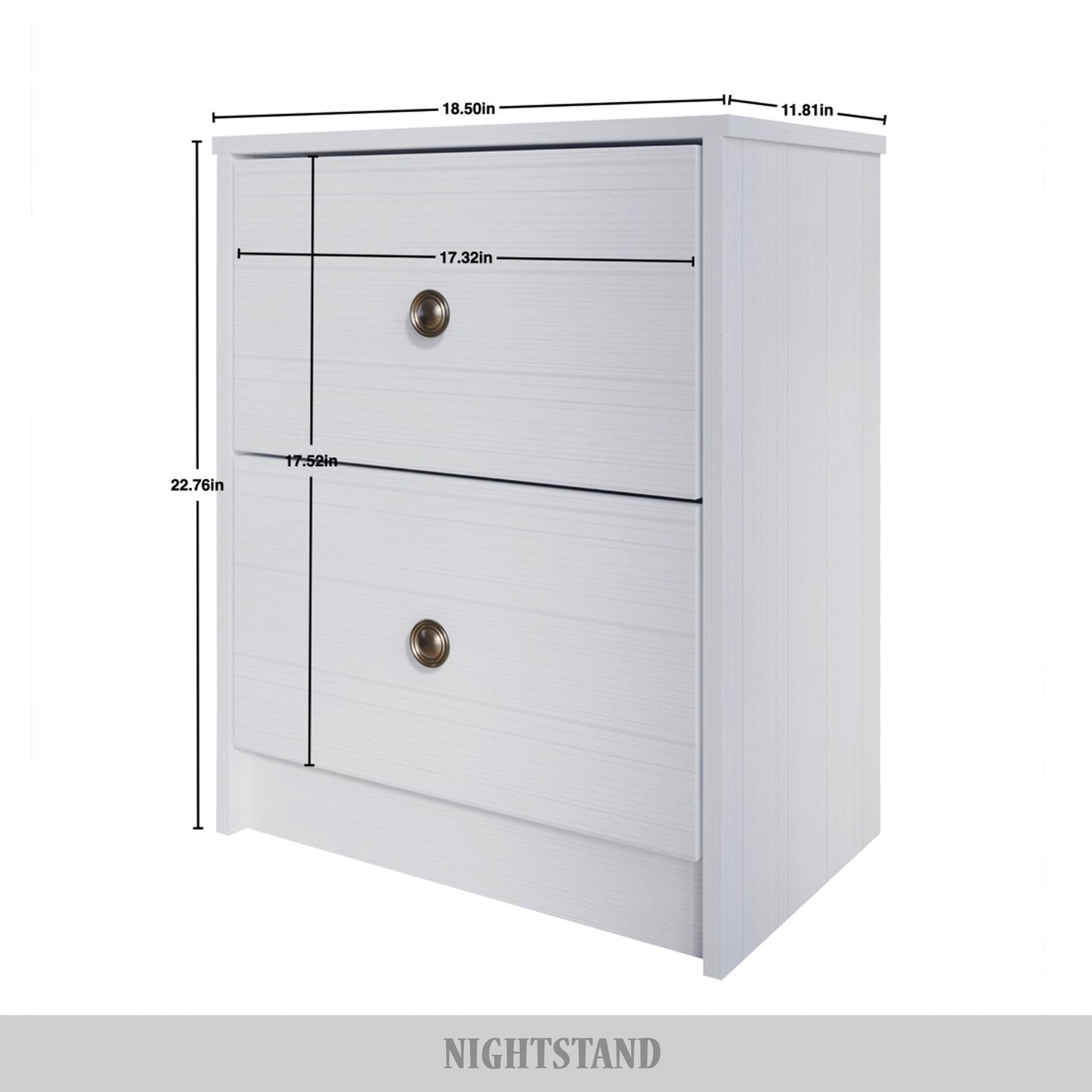 Erlend Clean-Lines Minimalist 2-Drawer Nightstand