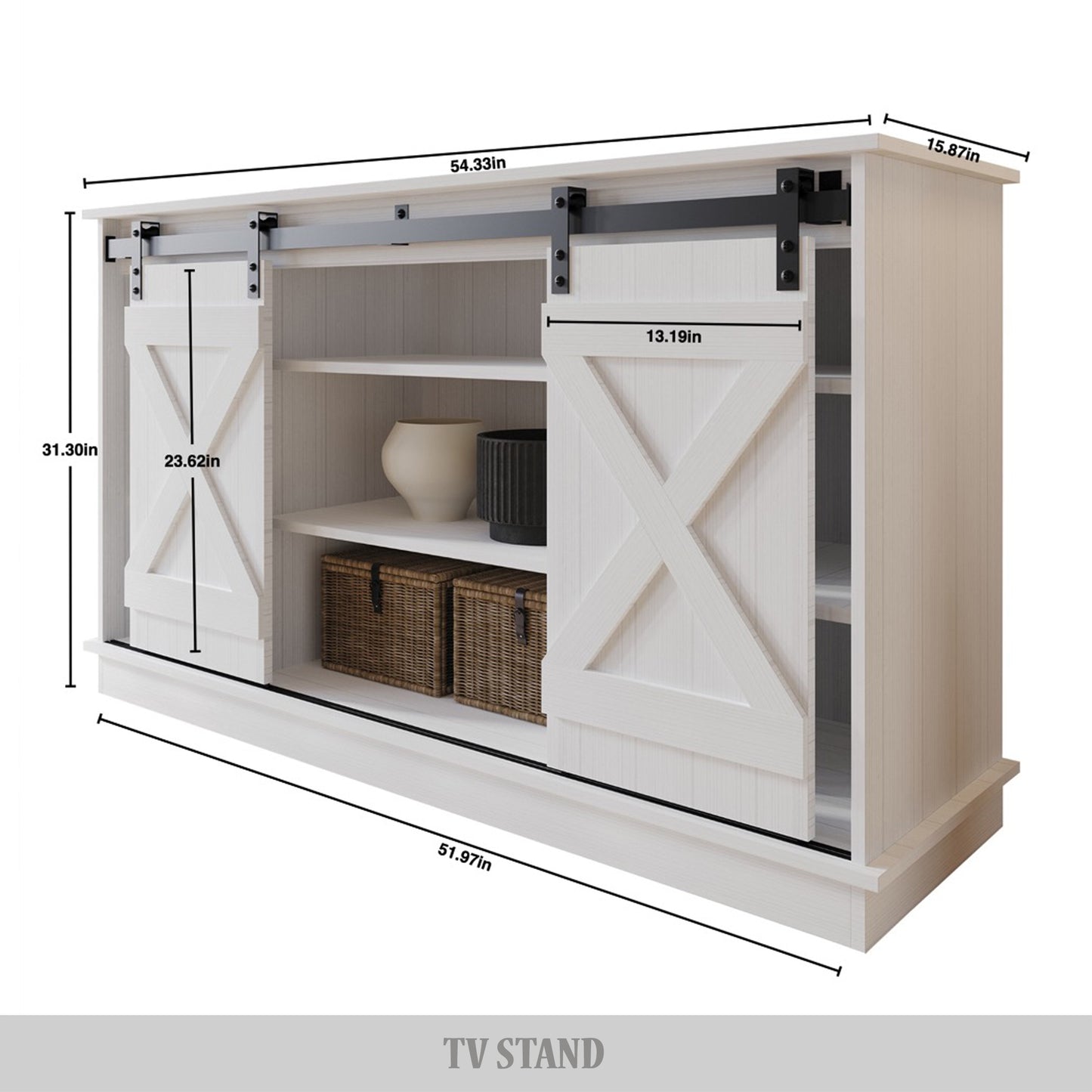 Trinece Vintage Style X-shaped TV Stand Console