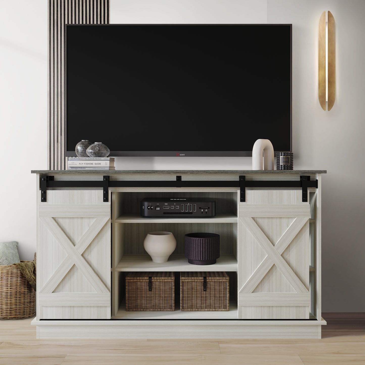 Trinece Vintage Style X-shaped TV Stand Console