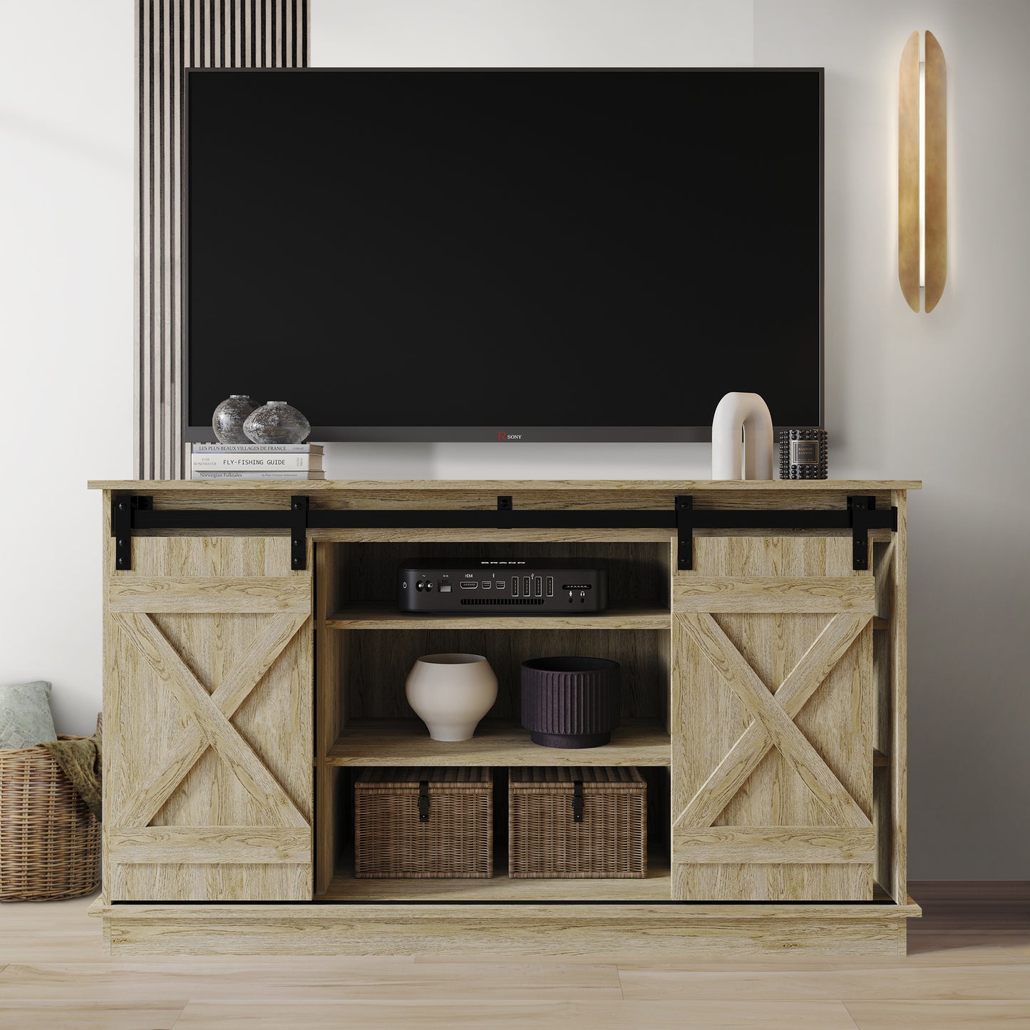 Trinece Vintage Style X-shaped TV Stand Console