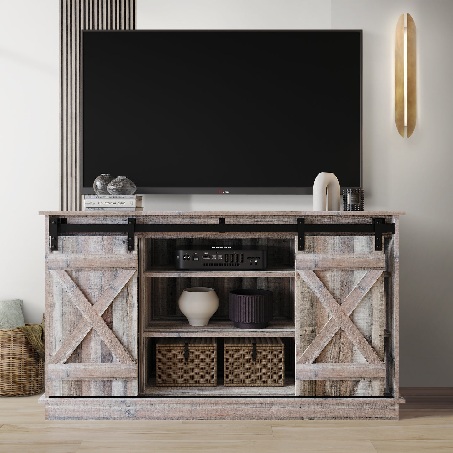 Trinece Vintage Style X-shaped TV Stand Console