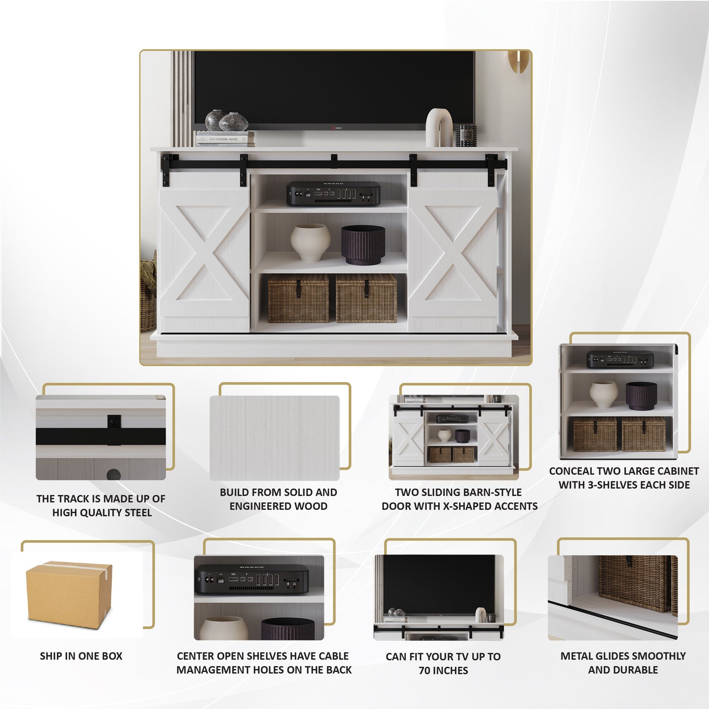 Trinece Vintage Style X-shaped TV Stand Console