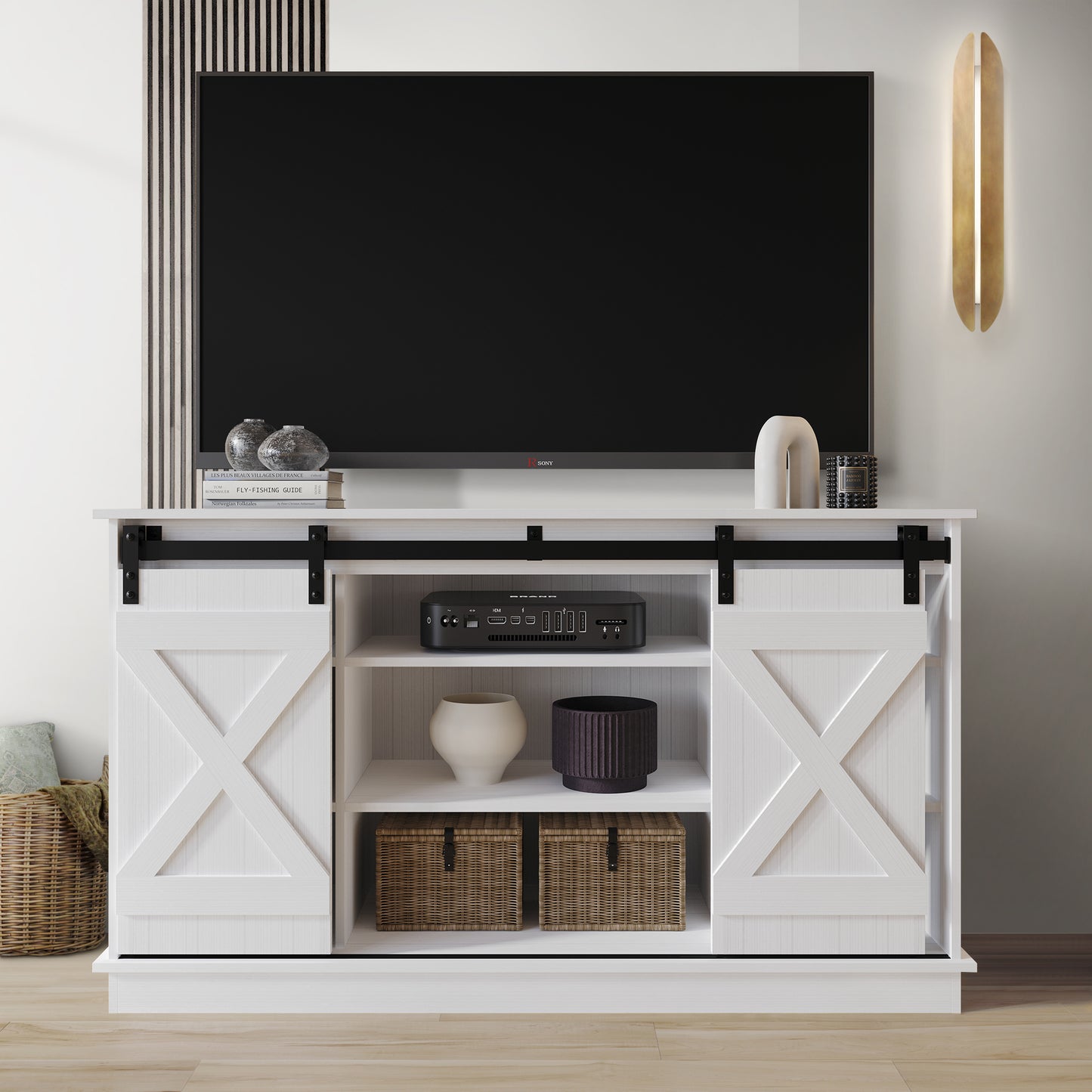 Trinece Vintage Style X-shaped TV Stand Console