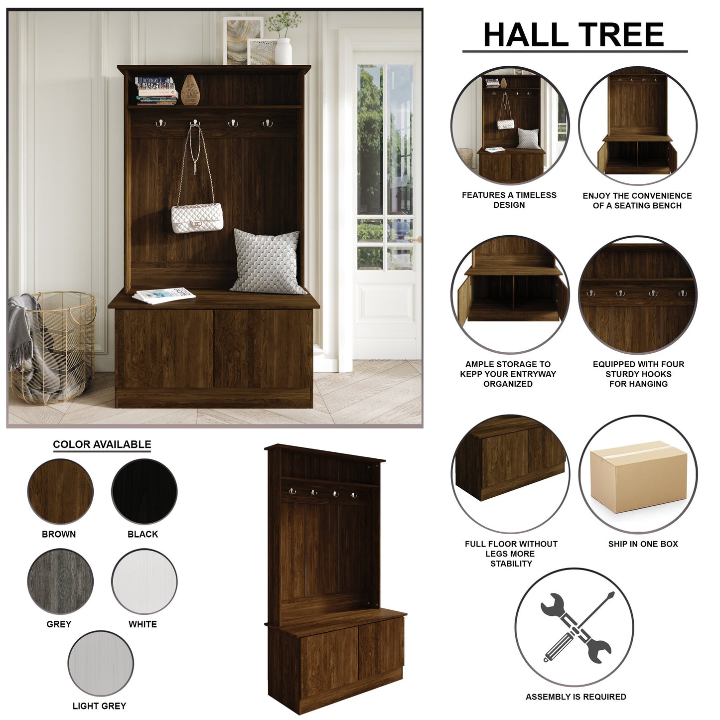 Logenita Hall Tree with Bench