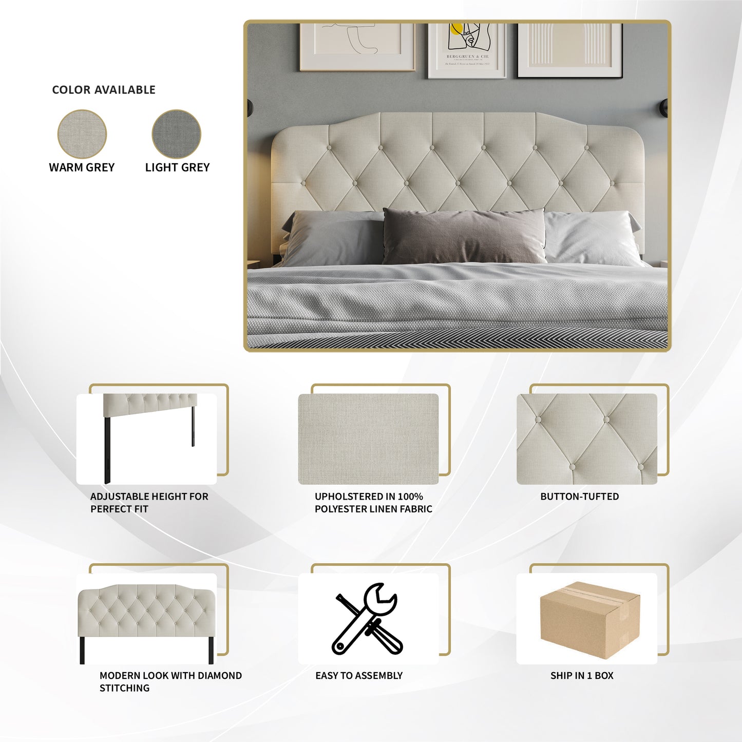 Raichelle Button-Tufted Upholstered Headboard