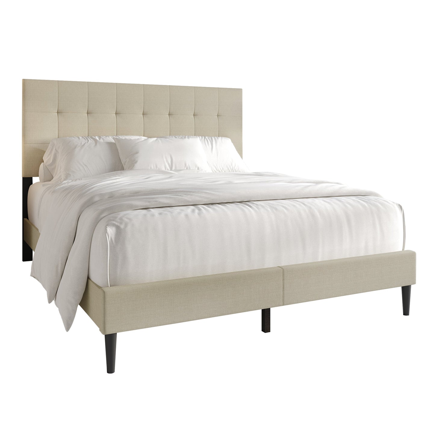 Kearn Clean-Lines Stitching Linen Upholstered Bed