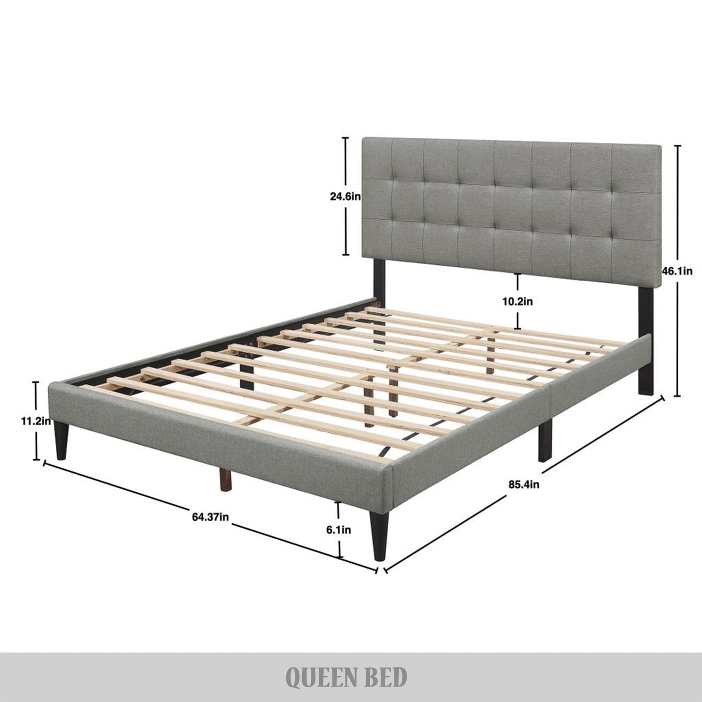Kearn Clean-Lines Stitching Linen Upholstered Bed